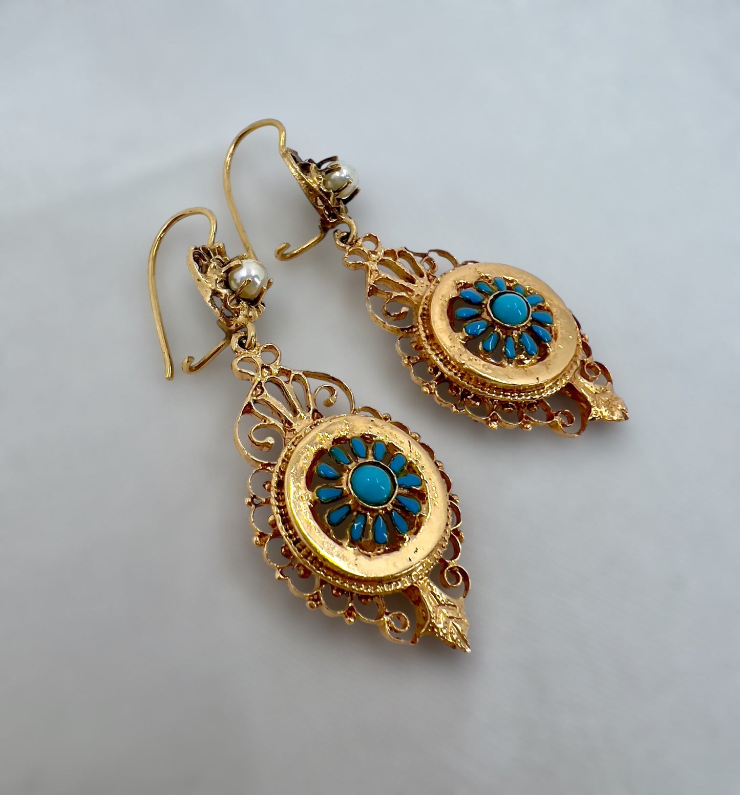 Pearl and enamel earrings Hudsons Estate Jewellery