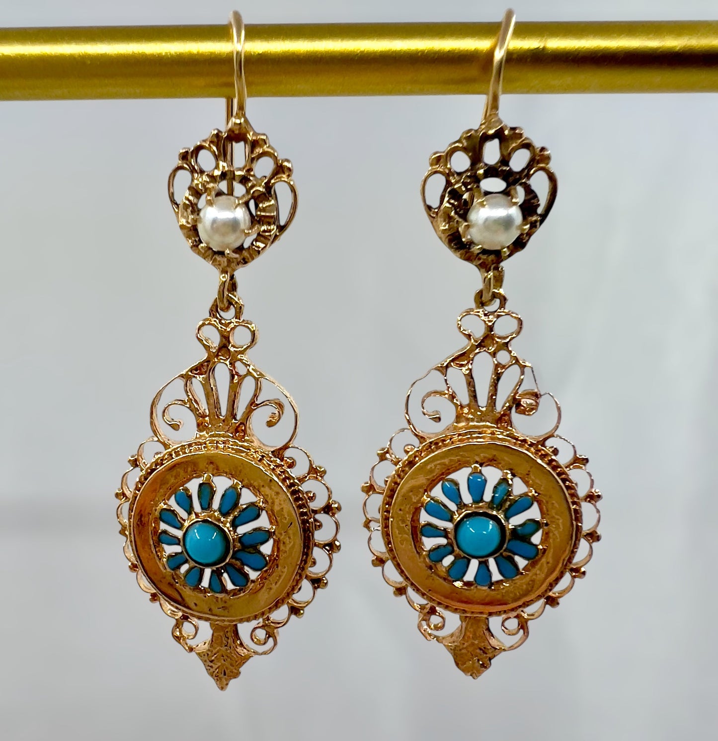Pearl and enamel earrings Hudsons Estate Jewellery