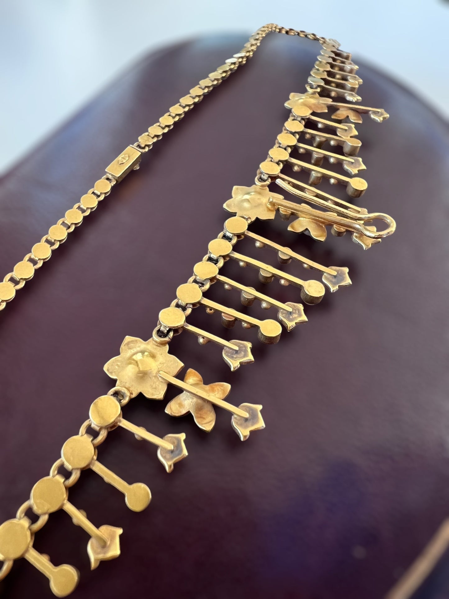 Antique seed pearl & 15ct gold necklace Hudsons Estate Jewellery