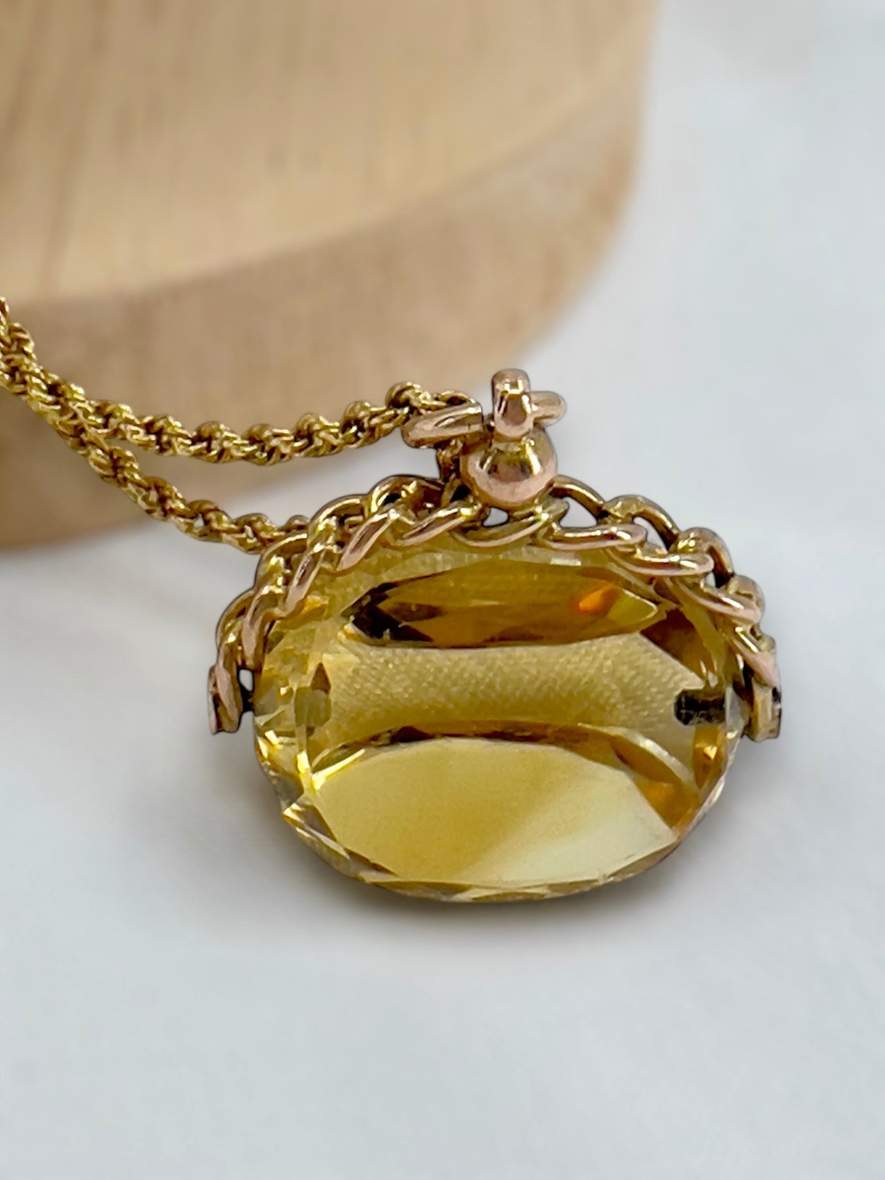 Antique 9ct gold citrine spinner fob pendant Hudsons Estate Jewellery