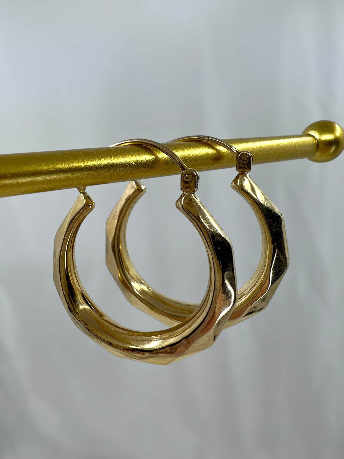 9ct gold faceted hoops earrings Hudsons Estate Jewellery