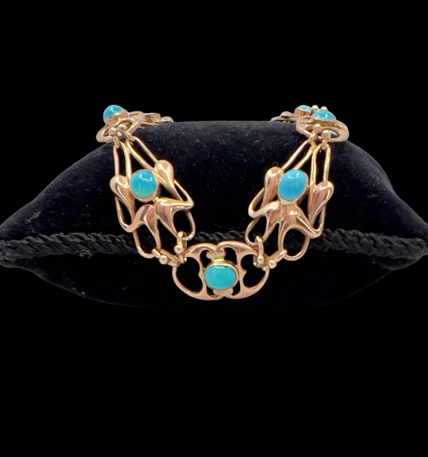 Antique Edwardian turquoise padlock bracelet Hudsons Estate Jewellery