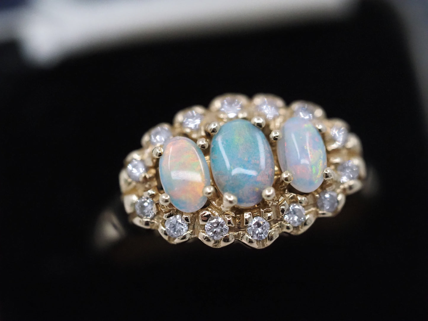 Vintage opal and diamond ring in 9ct gold Hudsons Estate Jewellery