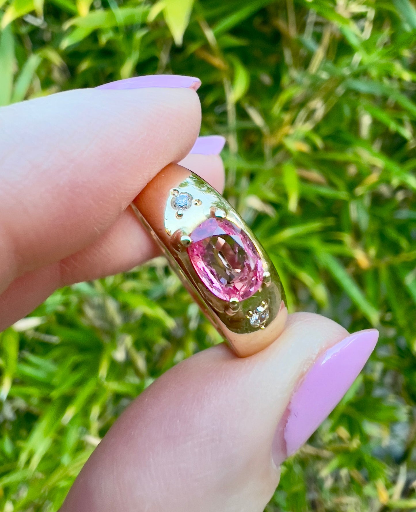 Pink sapphire & diamond ring Hudsons Estate Jewellery