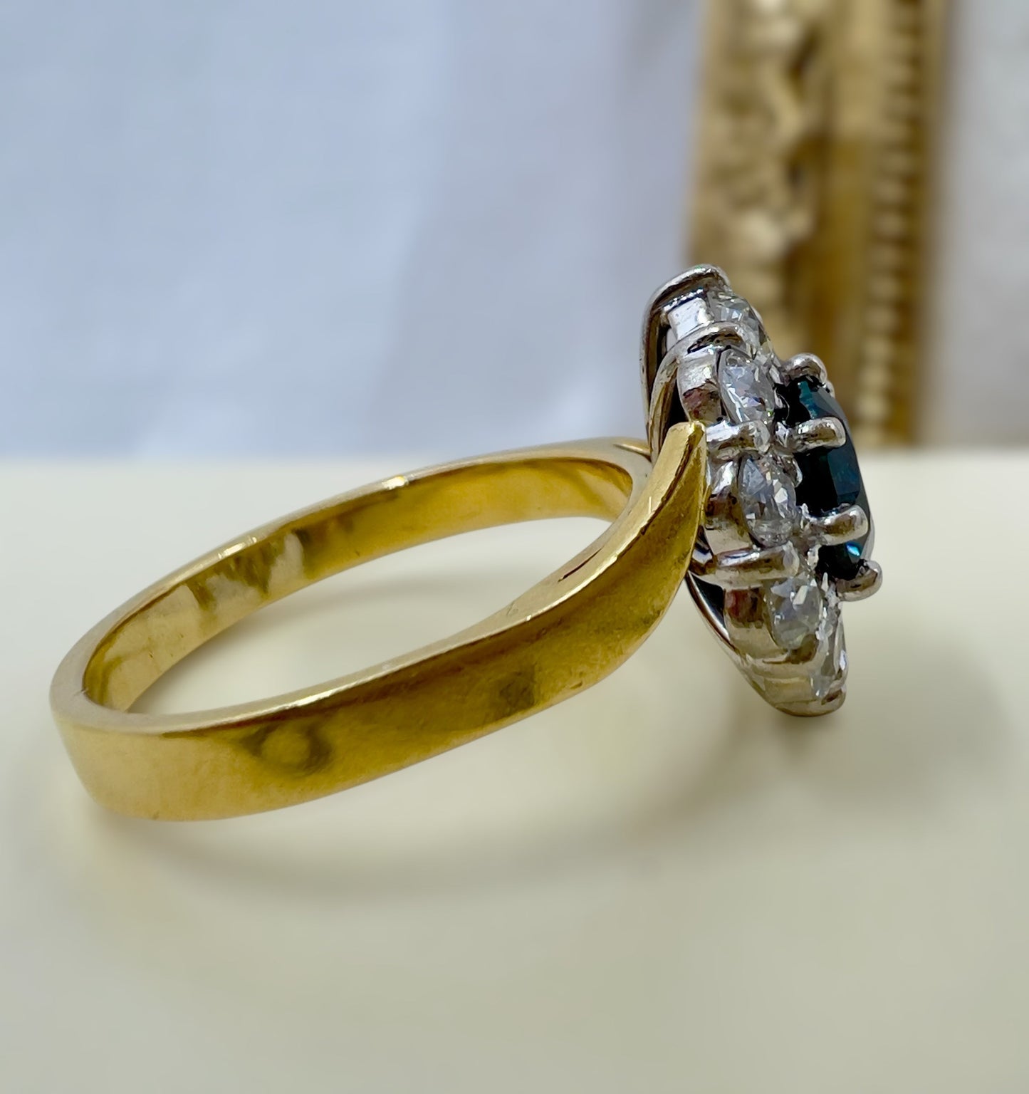 Vintage sapphire & diamond ring  in 18ct gold Hudsons Estate Jewellery
