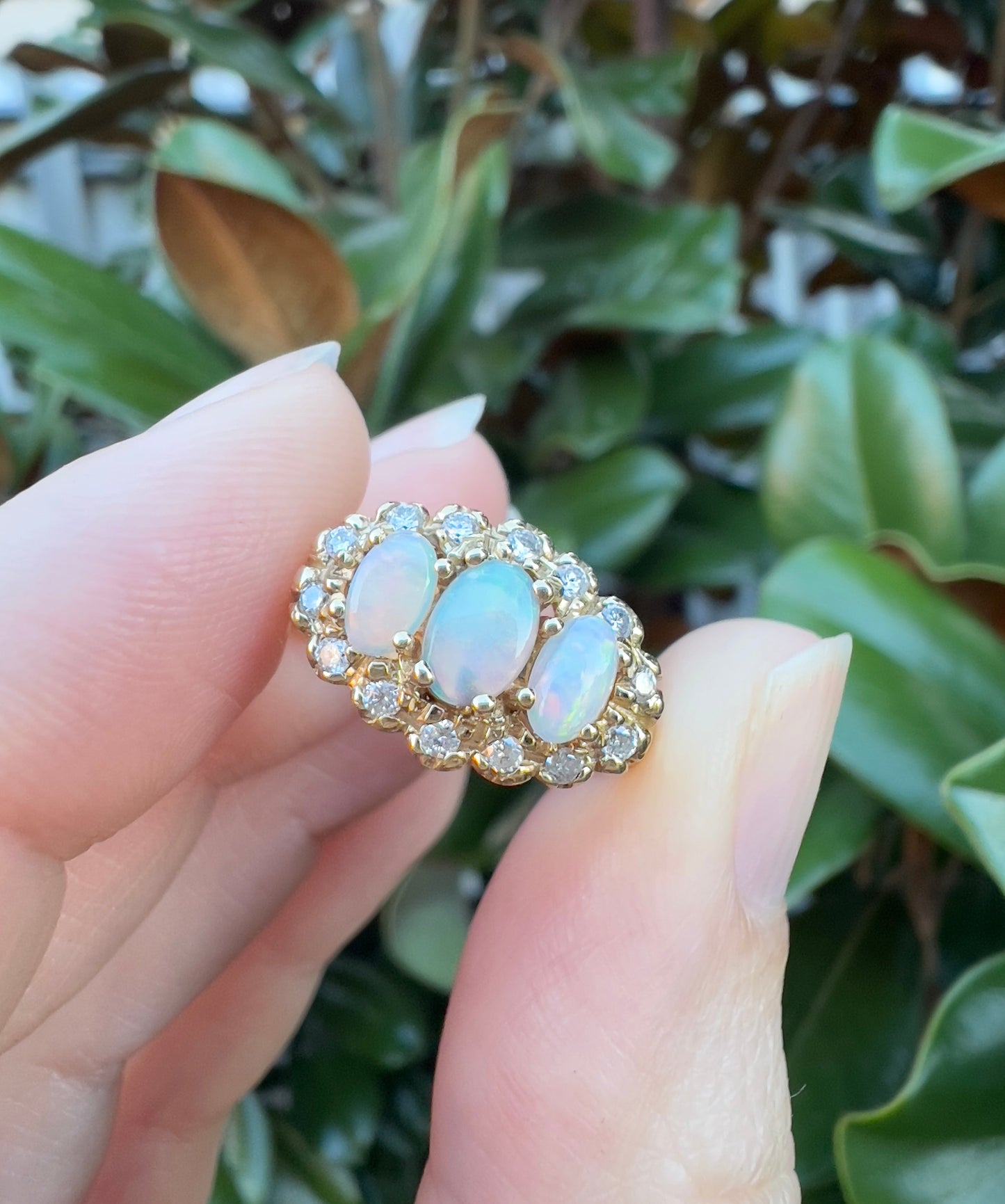 Vintage opal and diamond ring in 9ct gold Hudsons Estate Jewellery