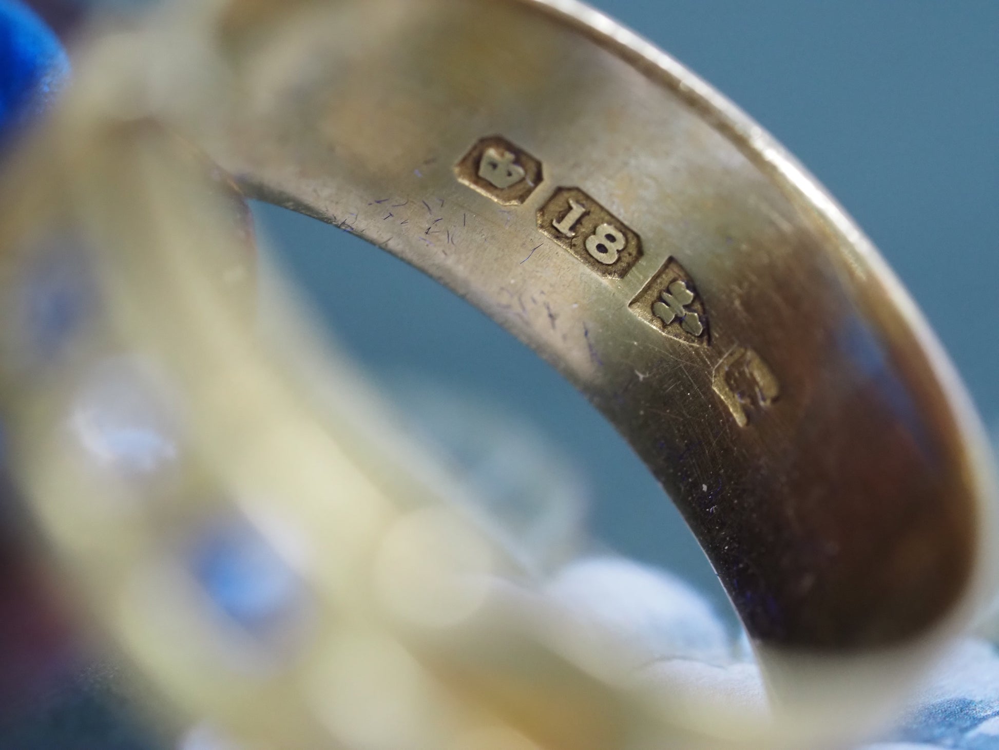 Antique Diamond and Sapphire Buckle Ring - Chester 1906 Hudsons Estate Jewellery