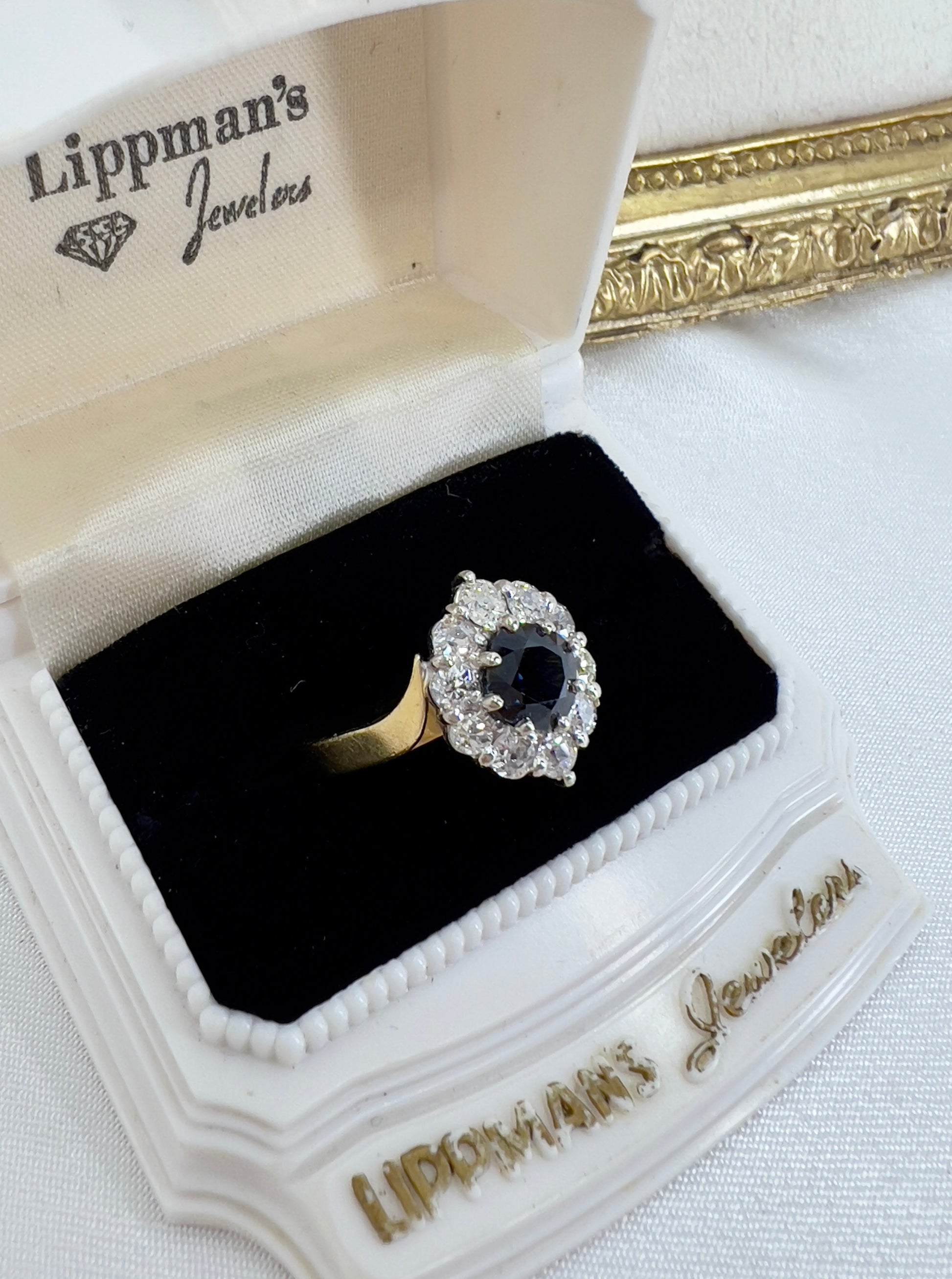 Vintage sapphire & diamond ring  in 18ct gold Hudsons Estate Jewellery