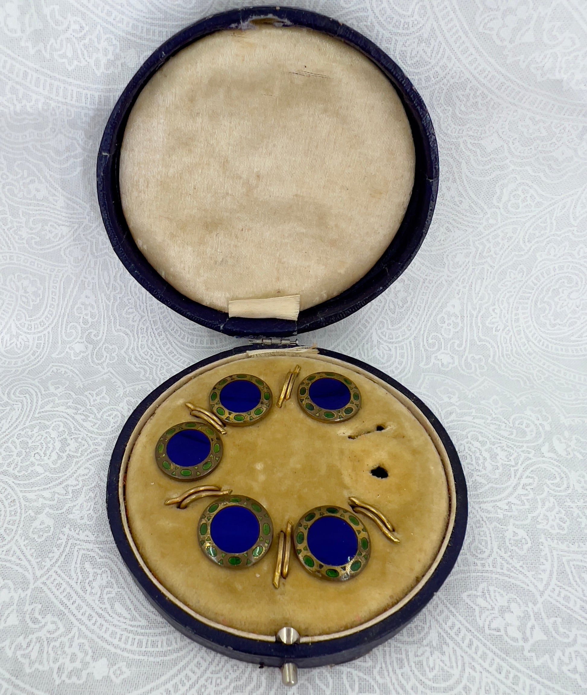 Antique glass enamel buttons Hudsons Estate Jewellery