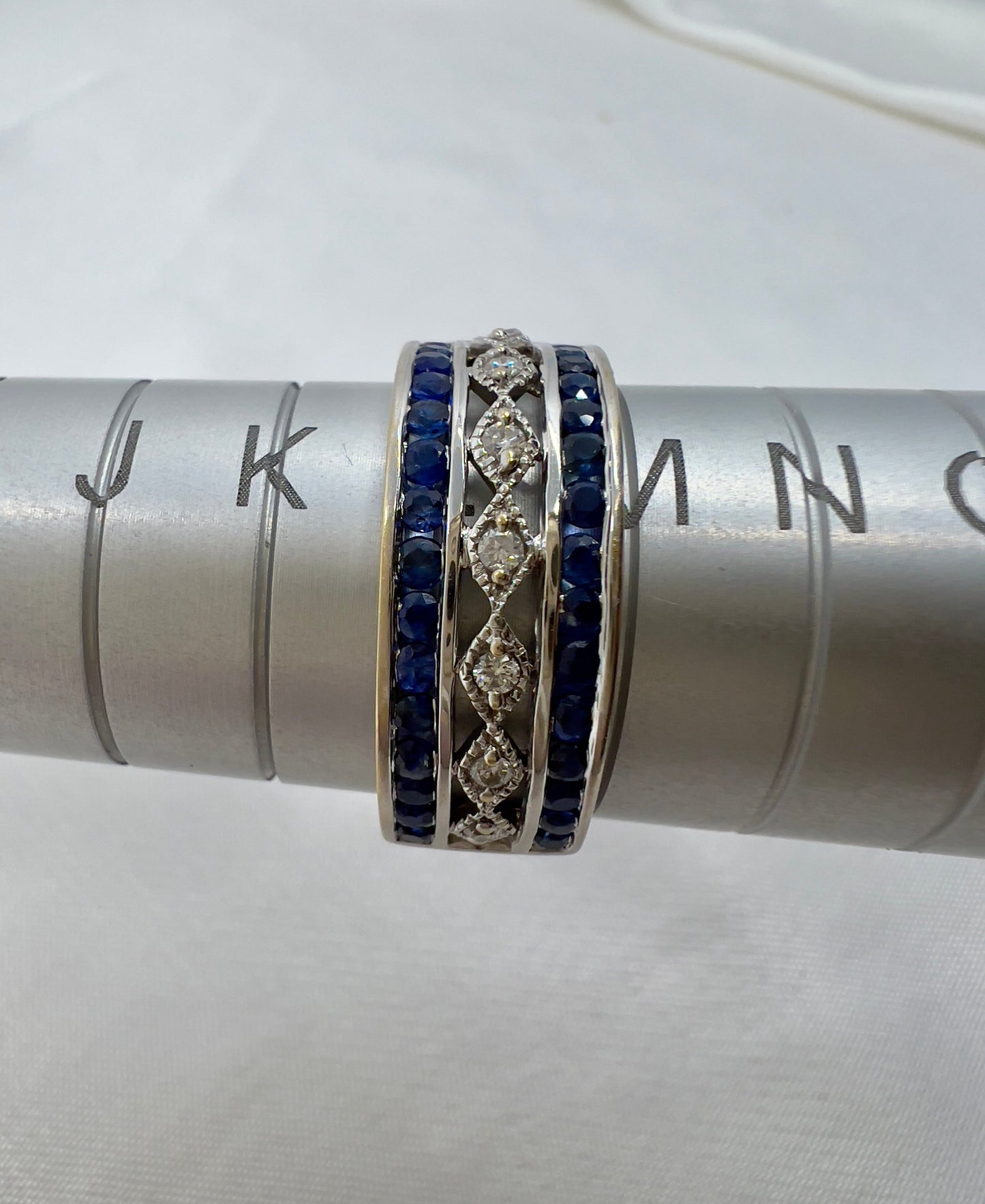 Sapphire & diamond ring in 18ct white gold Hudsons Estate Jewellery