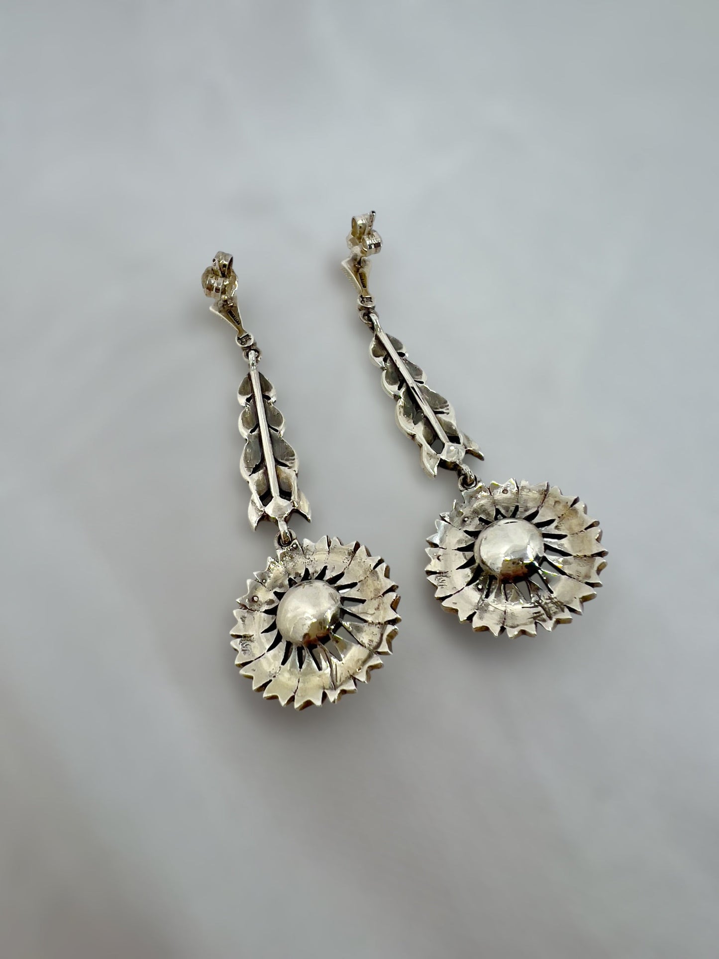 Vintage marcasite & pearl drop earrings Hudsons Estate Jewellery