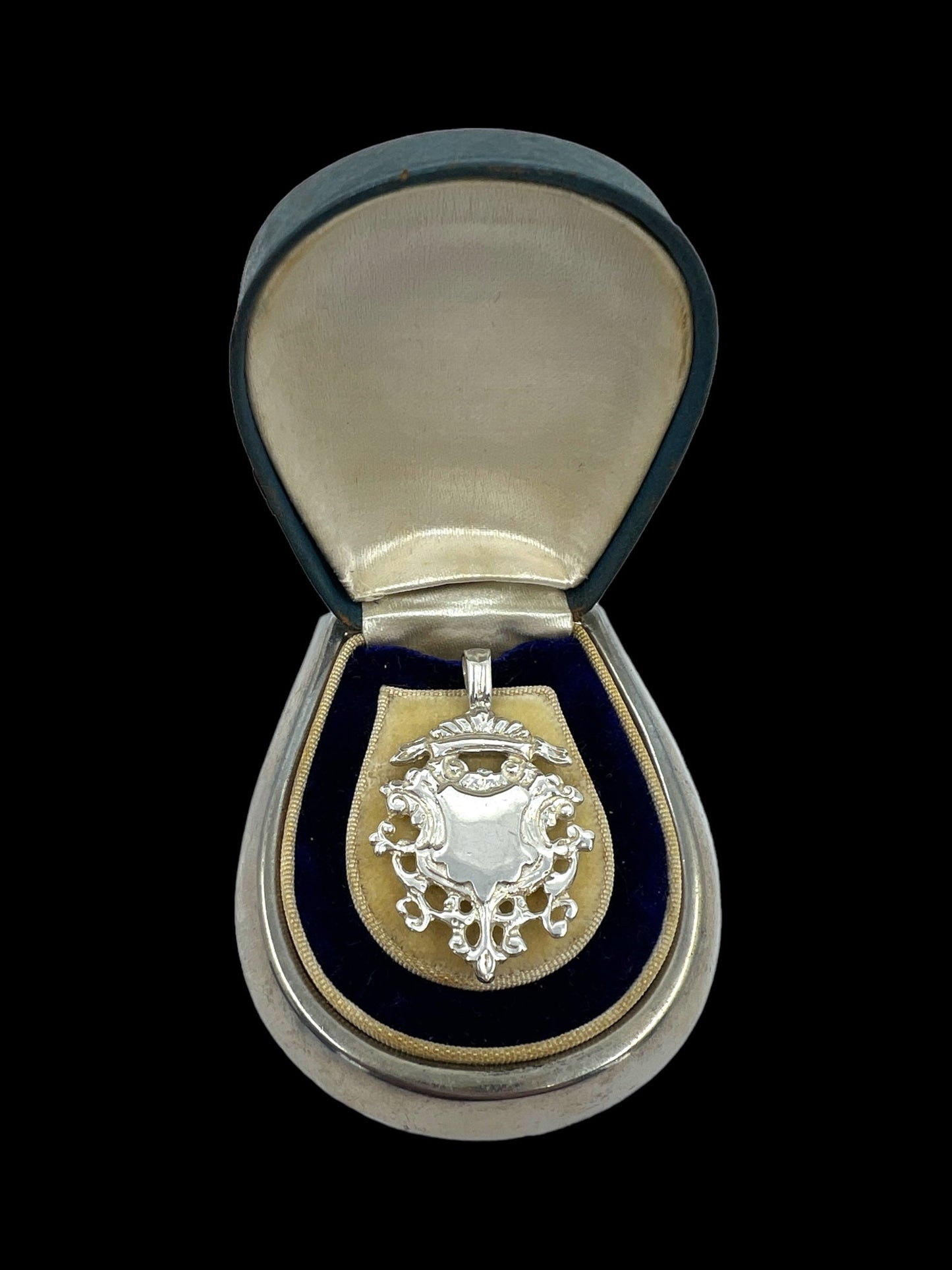 1901 Antique silver shield fob Hudsons Estate Jewellery