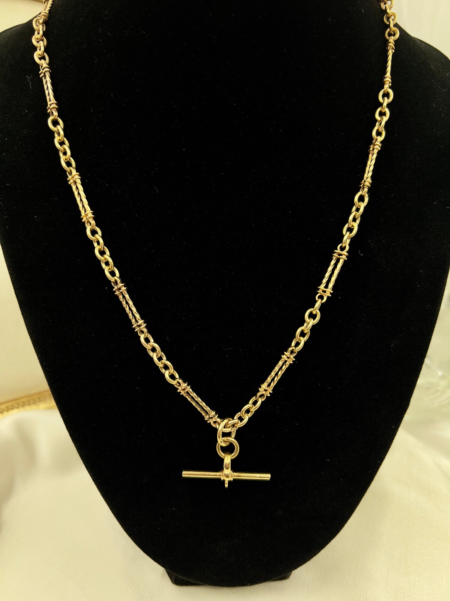 9ct gold fancy link Albert chain Hudsons Estate Jewellery