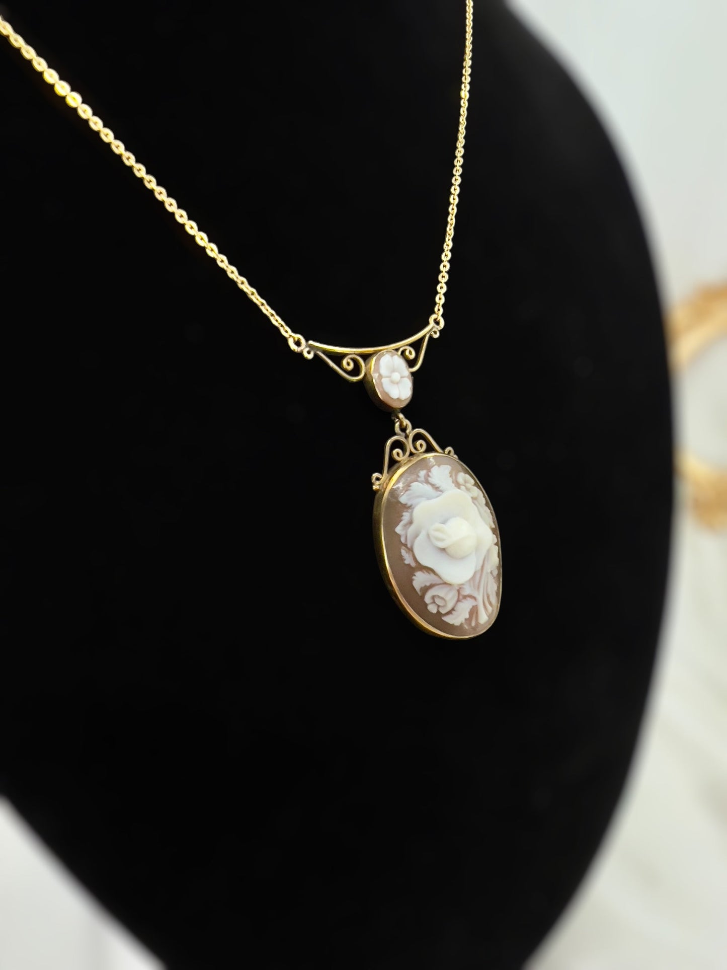 Shell cameo necklace Hudsons Estate Jewellery