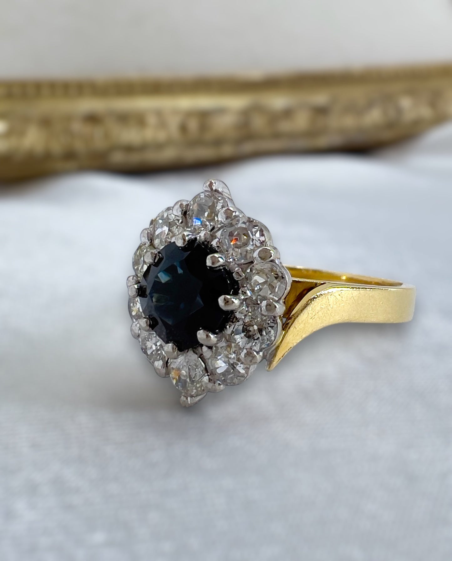 Vintage sapphire & diamond ring  in 18ct gold Hudsons Estate Jewellery