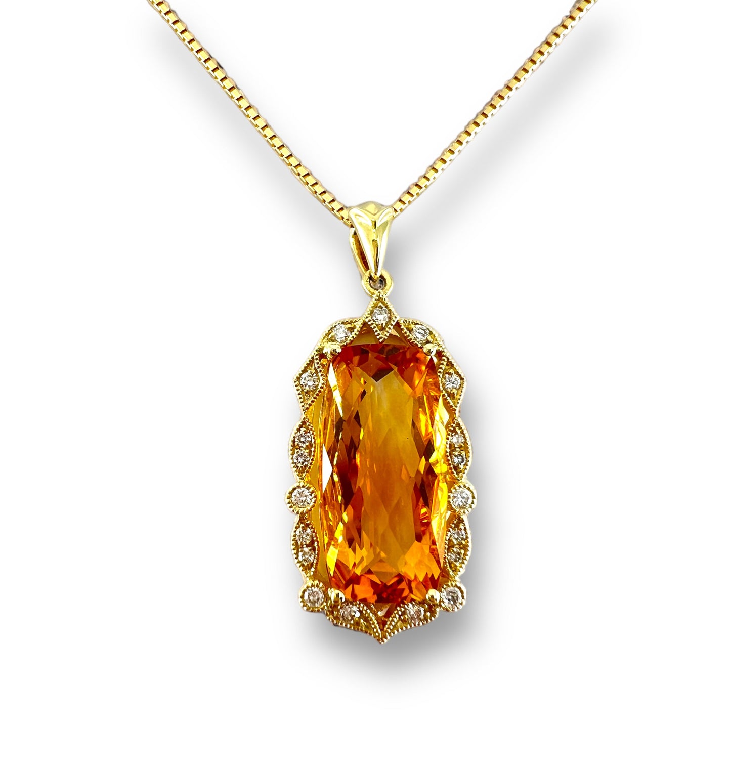 Citrine and diamond pendant Hudsons Estate Jewellery