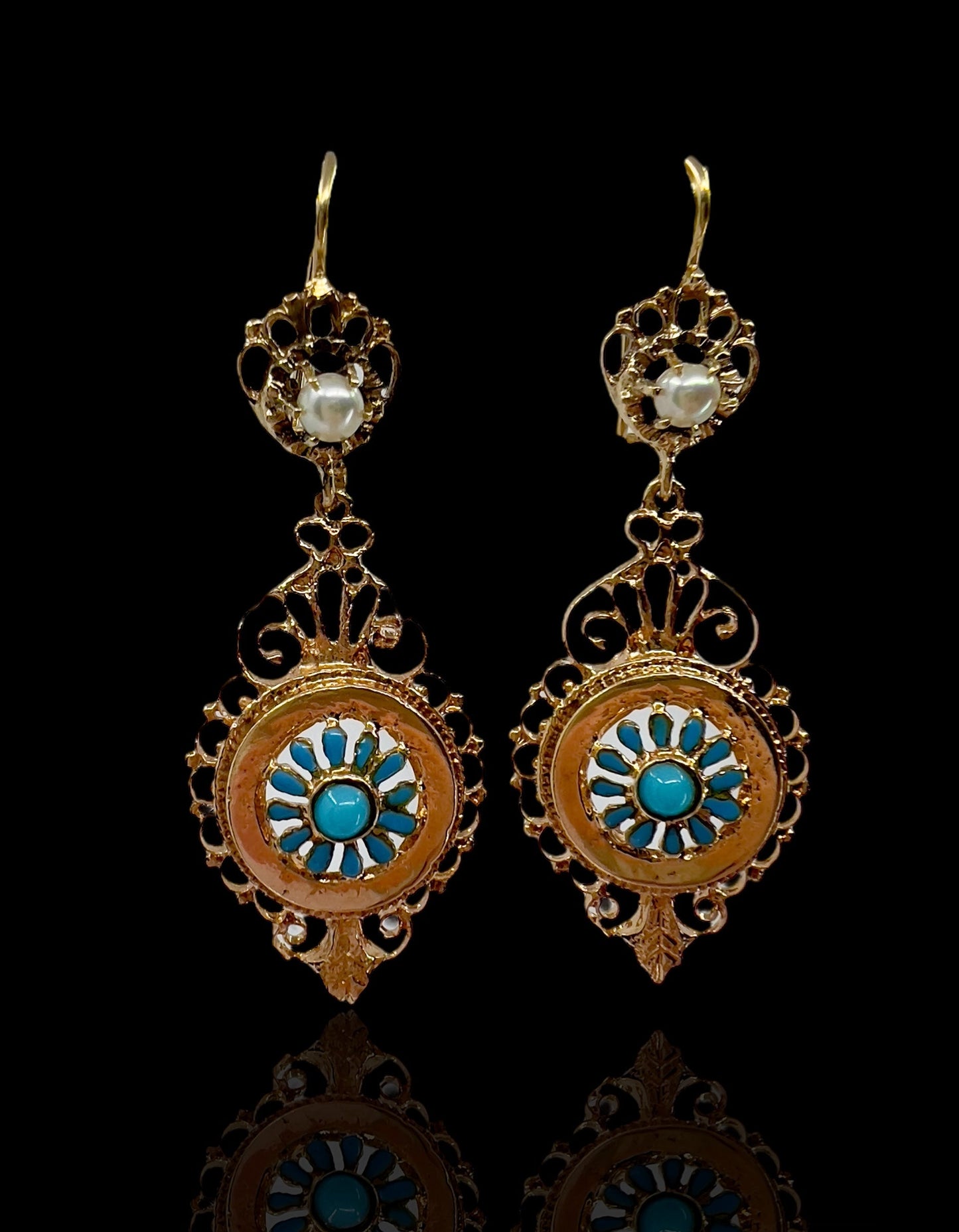 Pearl and enamel earrings Hudsons Estate Jewellery