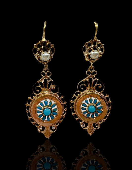 Pearl and enamel earrings Hudsons Estate Jewellery