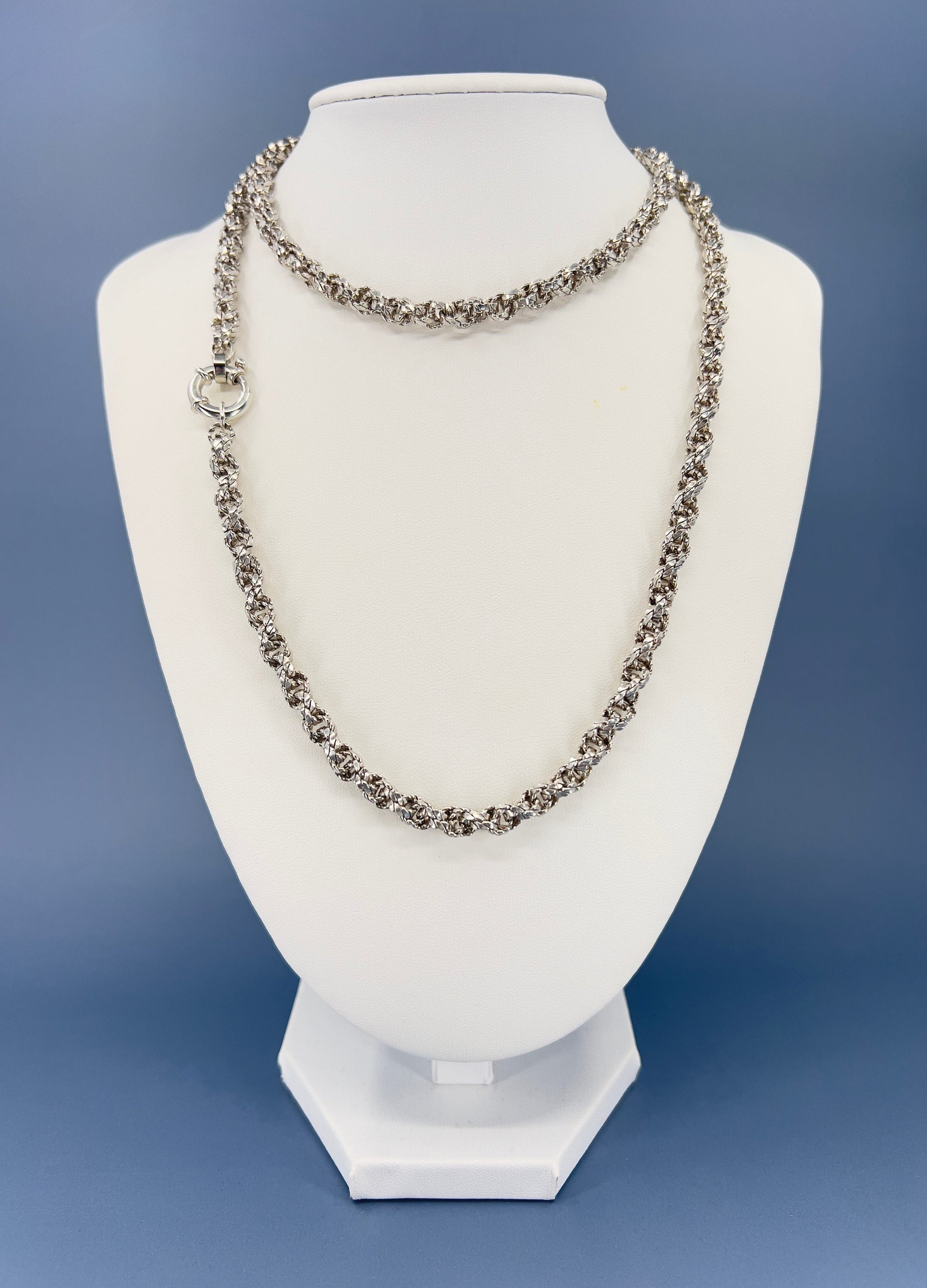 Chunky silver fancy link necklace Hudsons Estate Jewellery