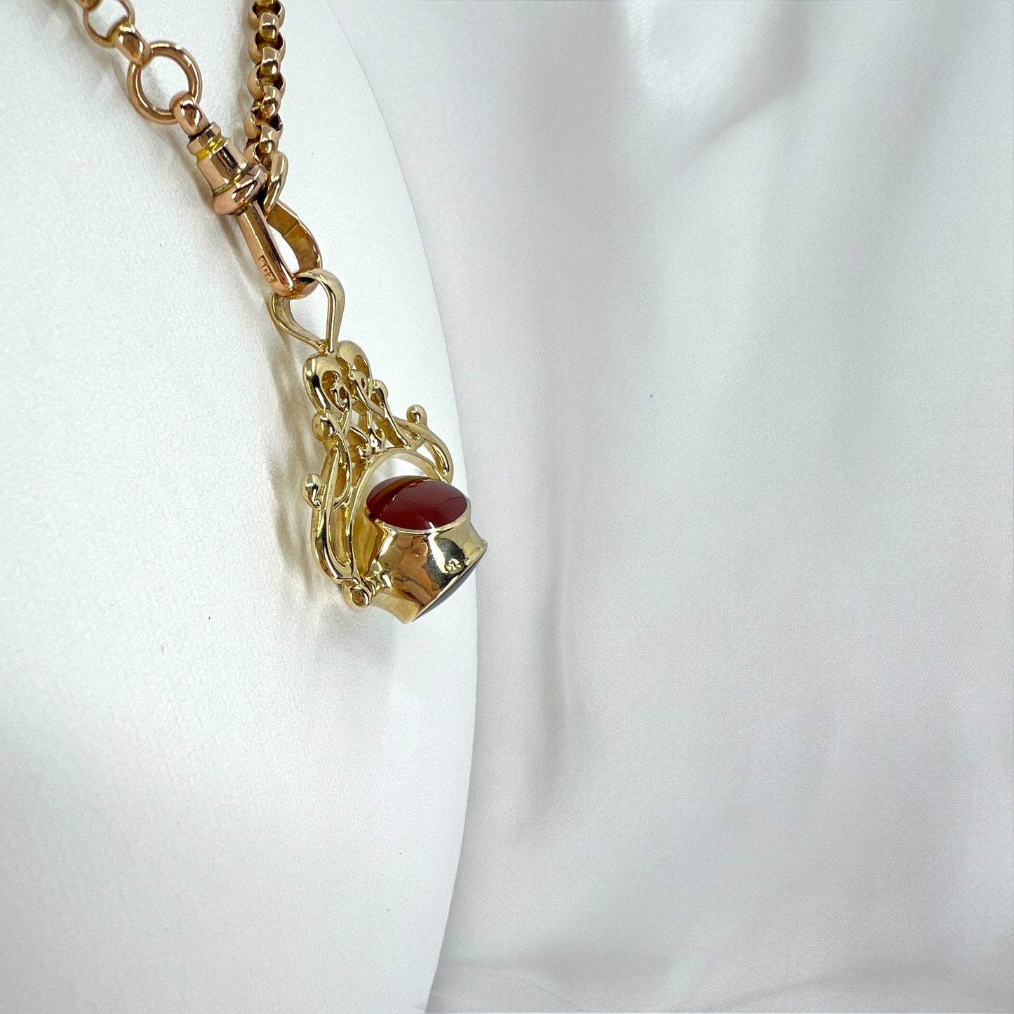 Vintage bloodstone, onyx & agate spinning fob Hudsons Estate Jewellery