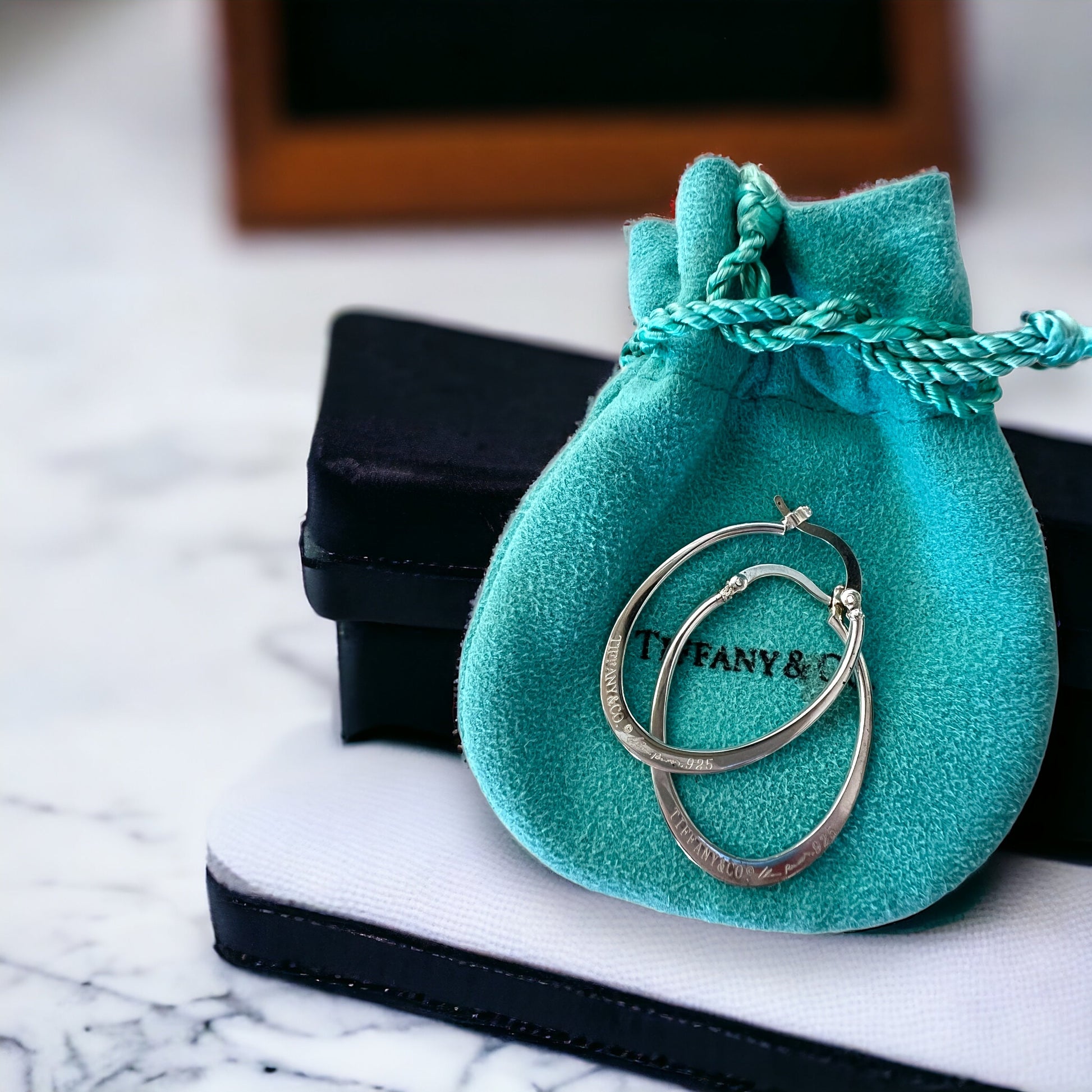 Sterling silver Tiffany & Co. Elsa Peretti oval hoop earrings Hudsons Estate Jewellery