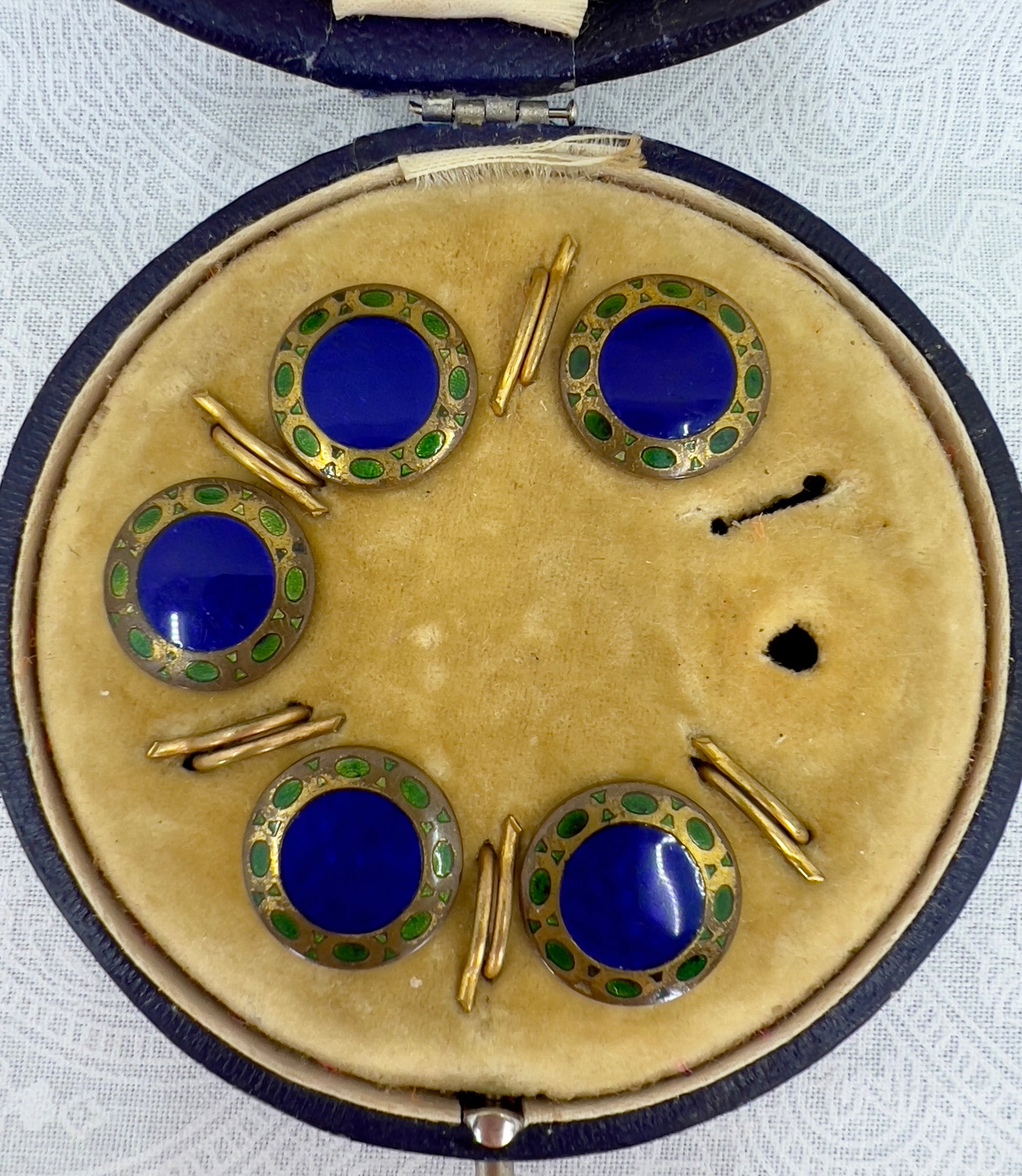 Antique glass enamel buttons Hudsons Estate Jewellery
