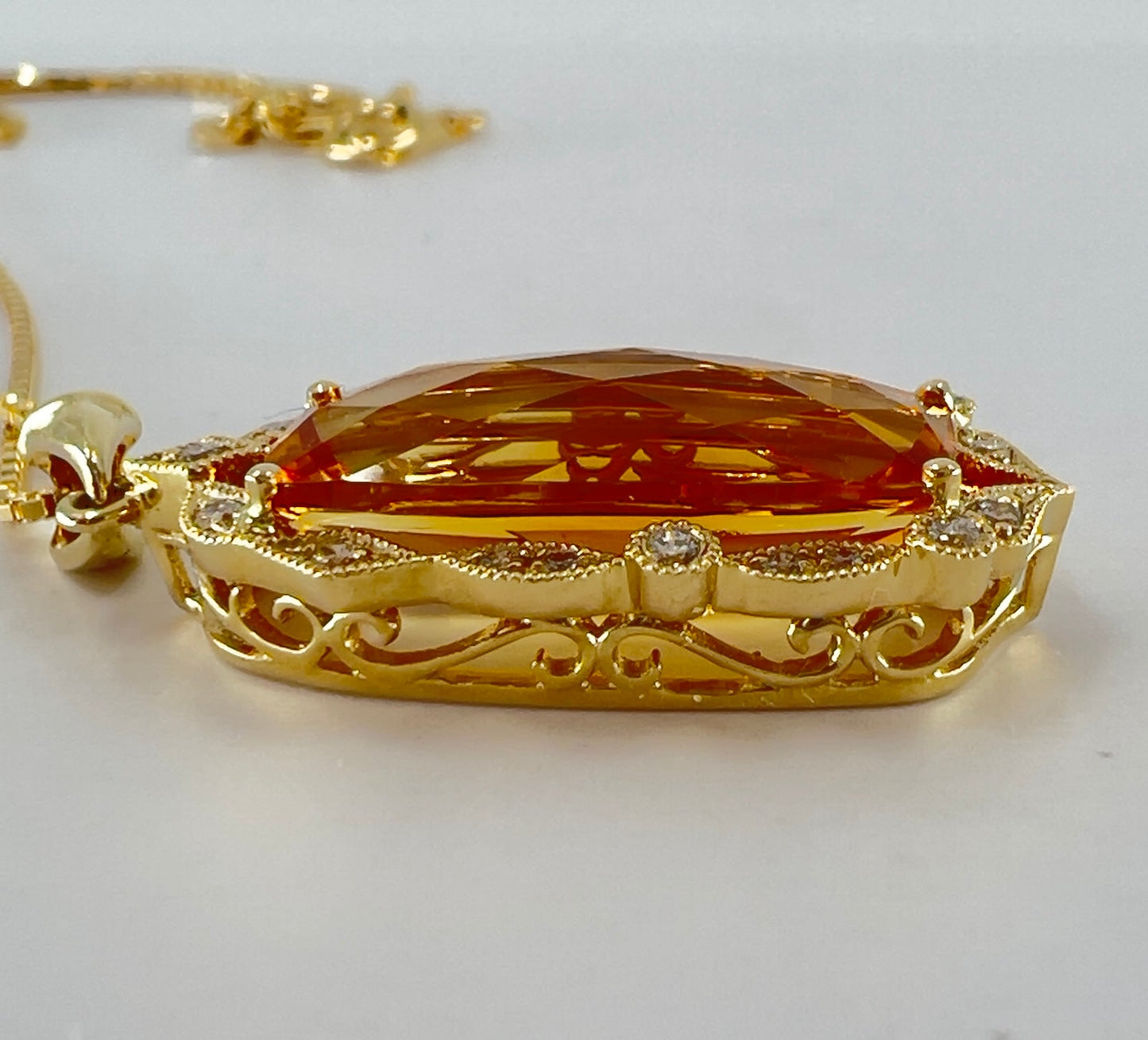 Citrine and diamond pendant Hudsons Estate Jewellery