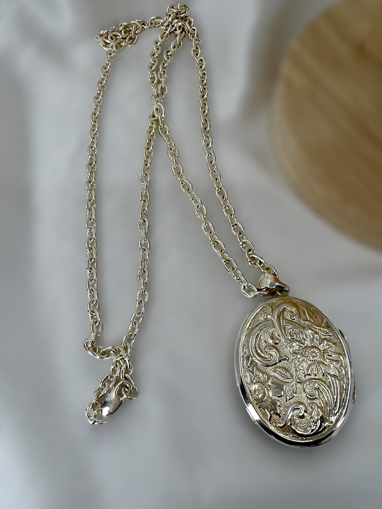 Sterling silver locket with chain Hudsons Estate Jewellery
