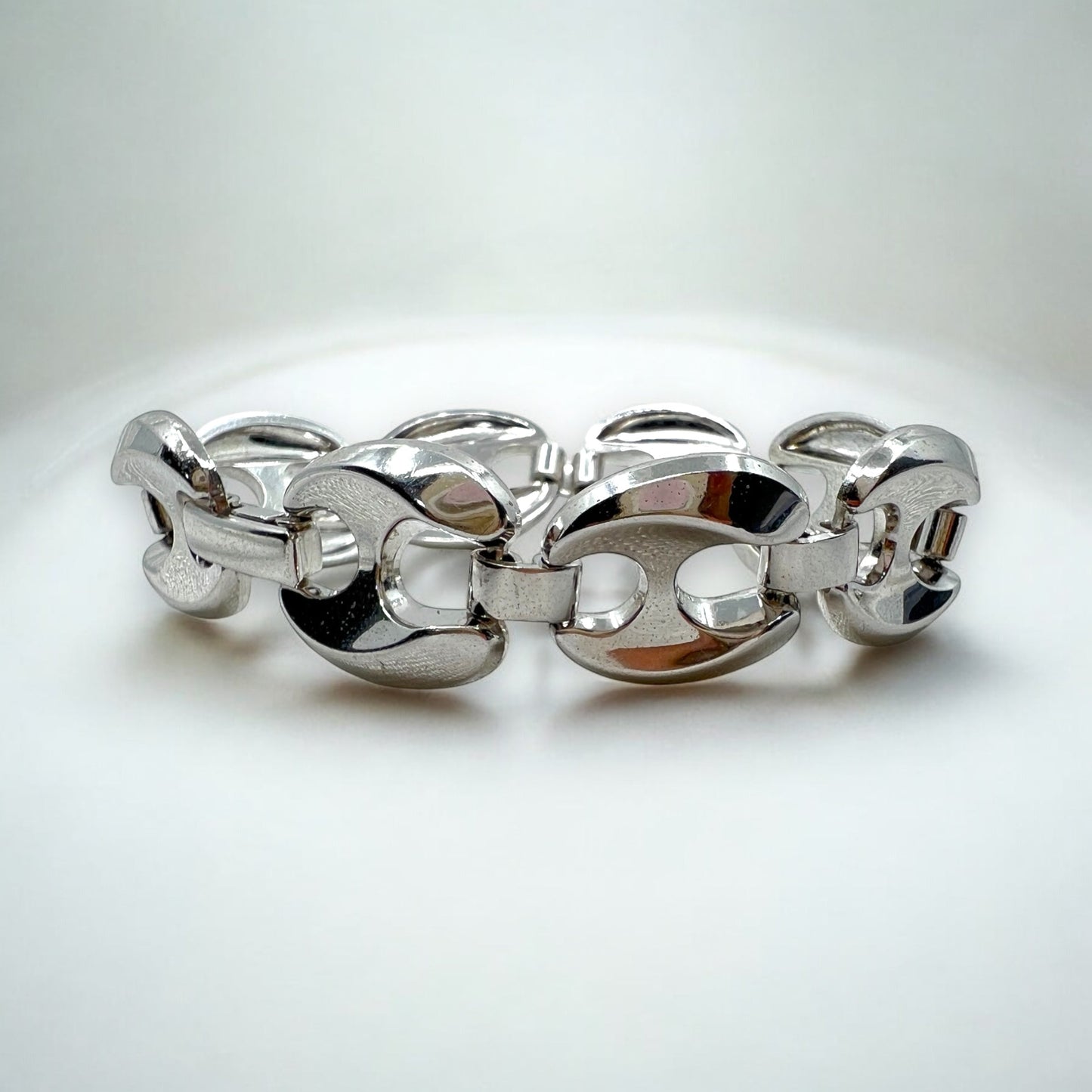 Contemporary chunky sterling silver mariner link bracelet Hudsons Estate Jewellery