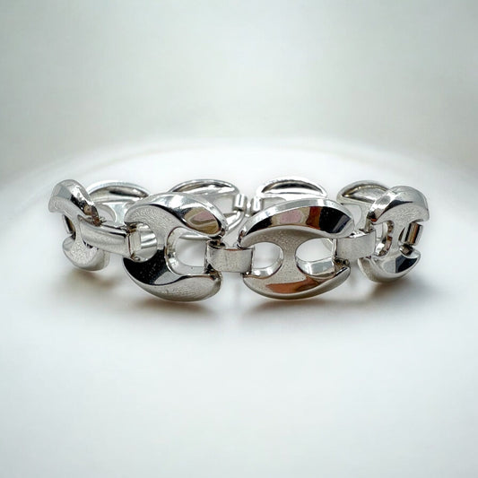Contemporary chunky sterling silver mariner link bracelet Hudsons Estate Jewellery
