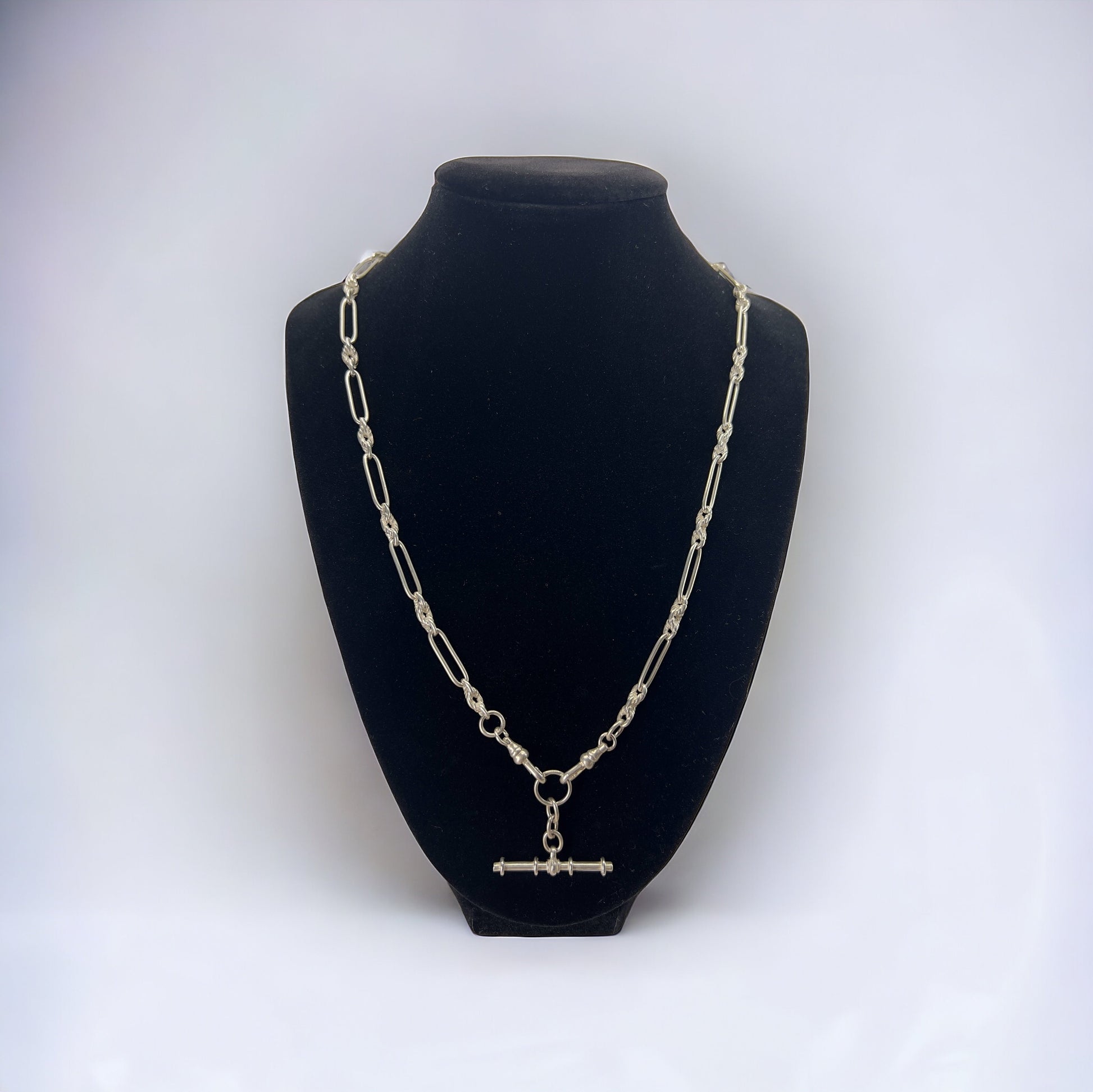 Vintage sterling silver chain with fob Hudsons Estate Jewellery