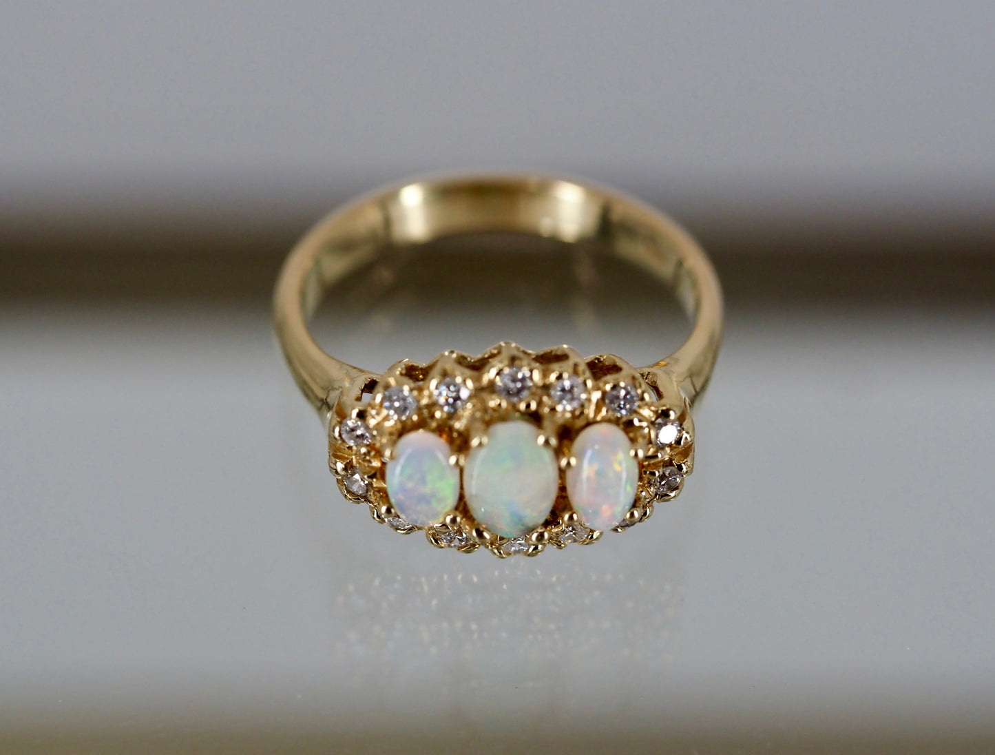Vintage opal and diamond ring in 9ct gold Hudsons Estate Jewellery