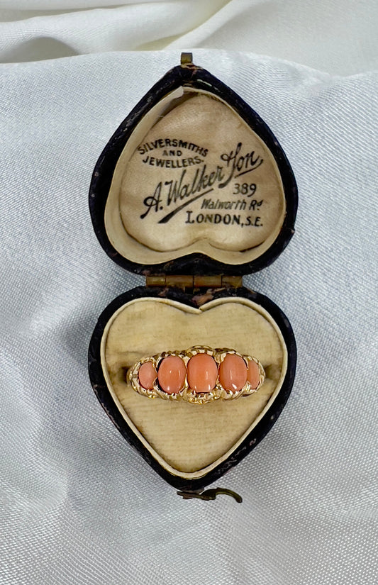 Antique coral & 15ct gold ring Hudsons Estate Jewellery