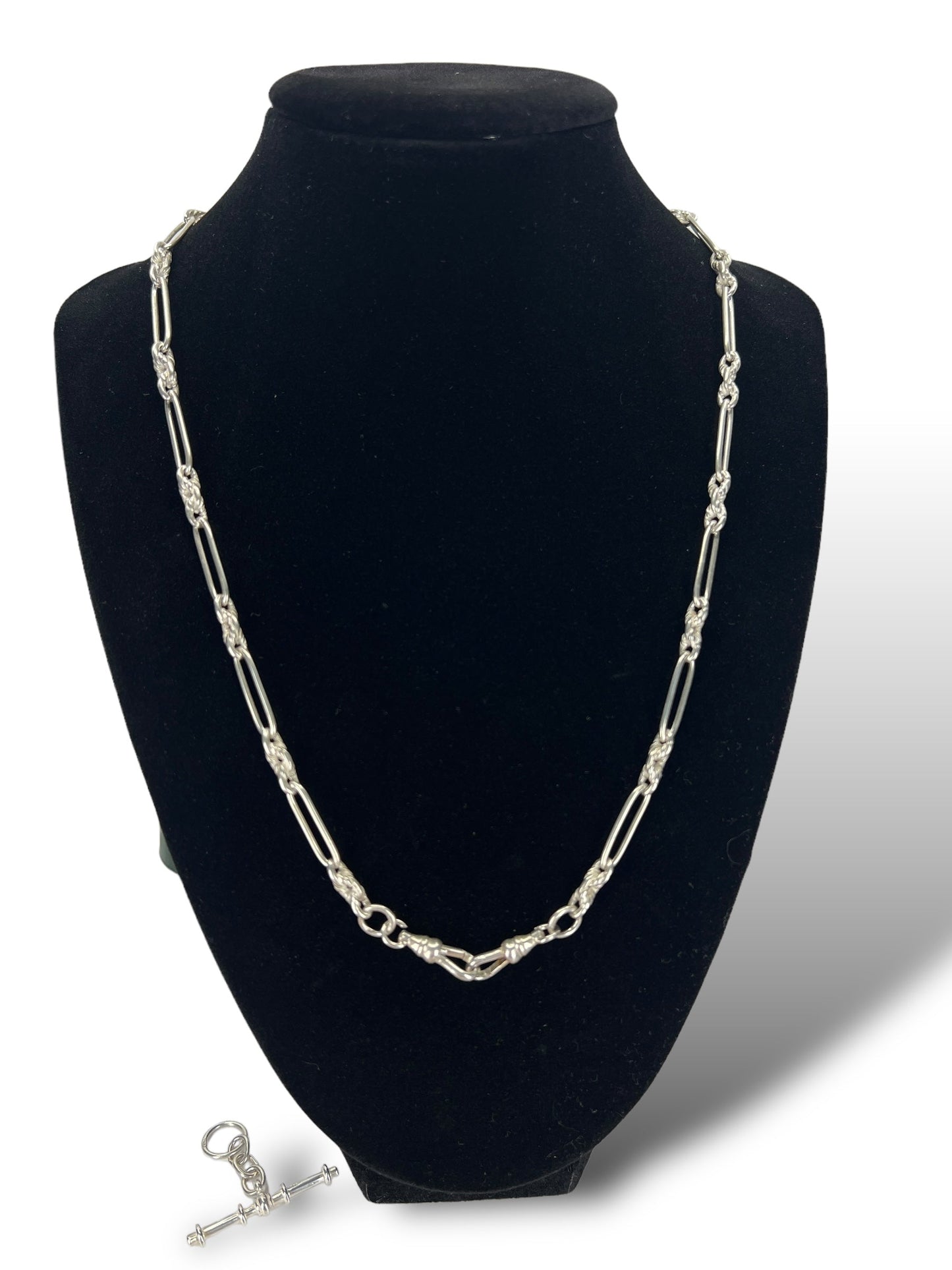 Vintage sterling silver chain with fob Hudsons Estate Jewellery