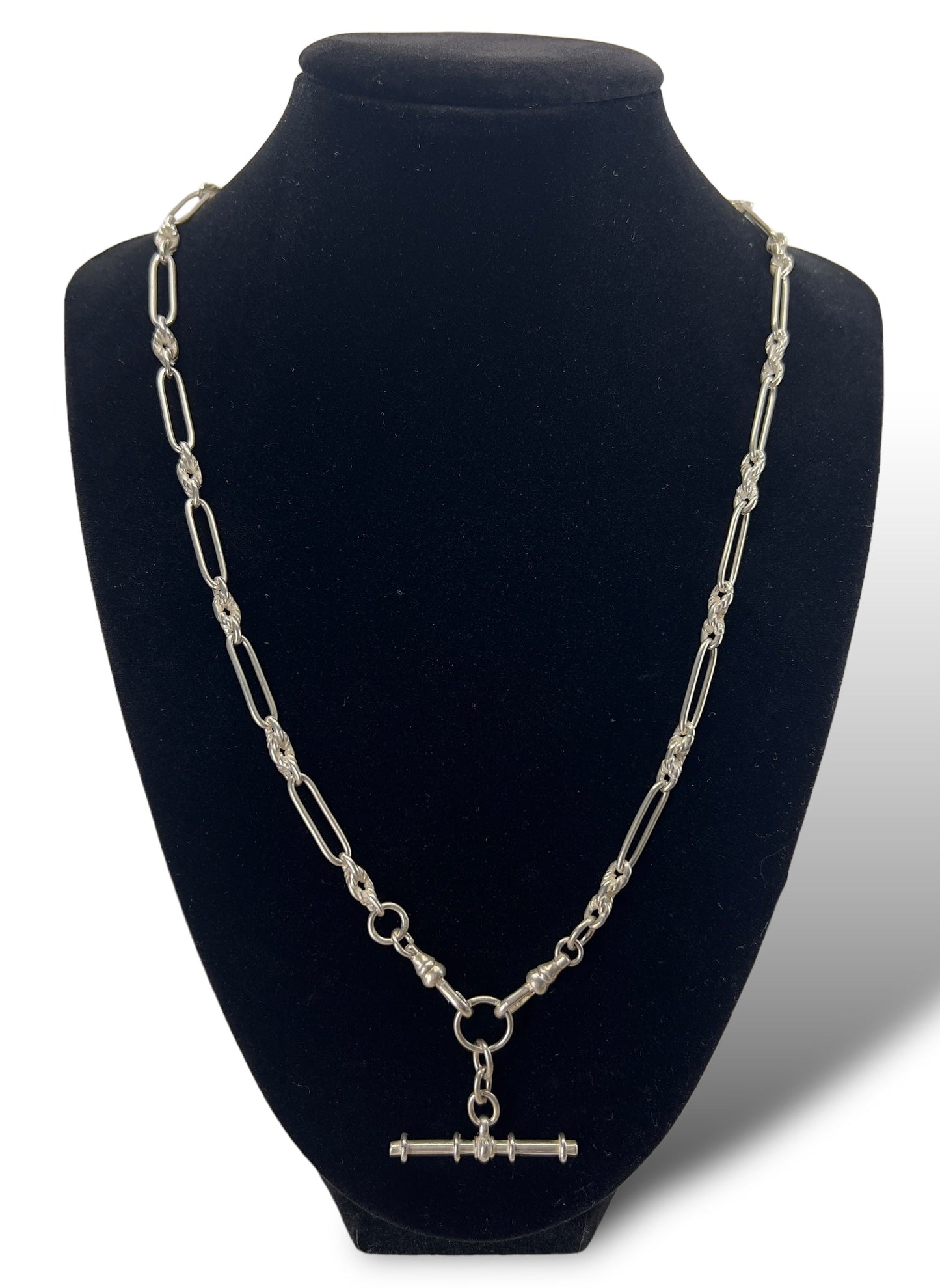 Vintage sterling silver chain with fob Hudsons Estate Jewellery