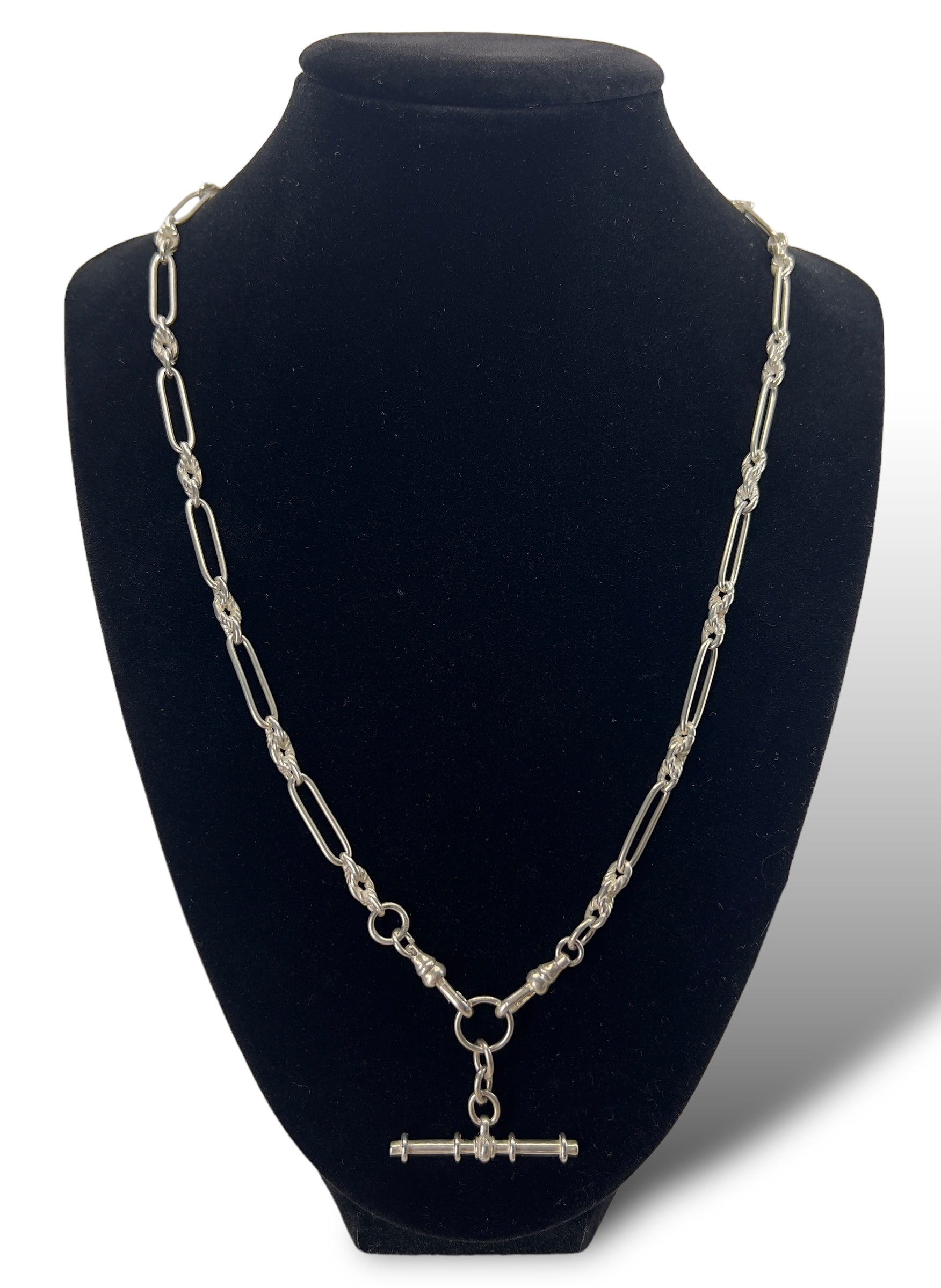 Vintage sterling silver chain with fob Hudsons Estate Jewellery