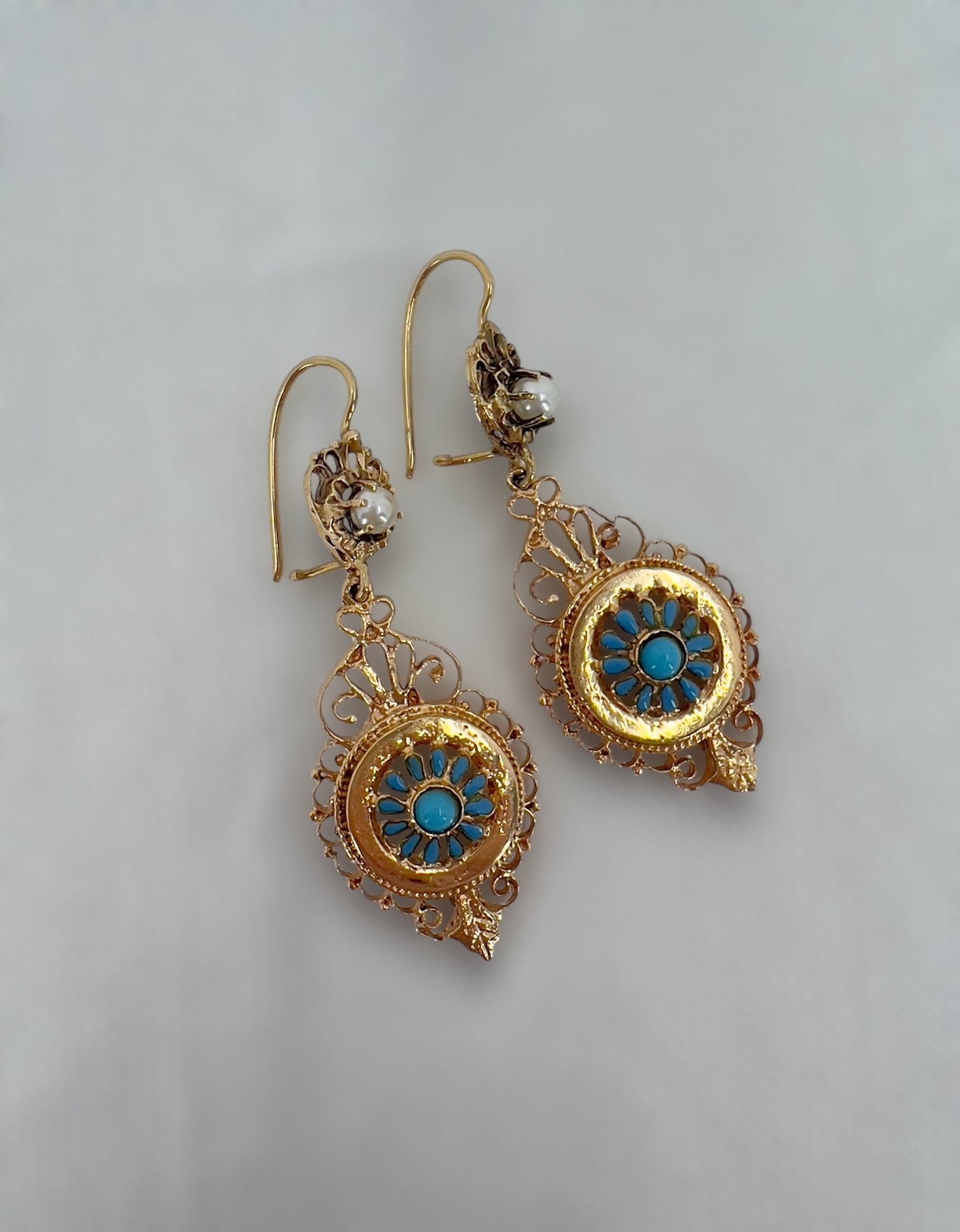 Pearl and enamel earrings Hudsons Estate Jewellery