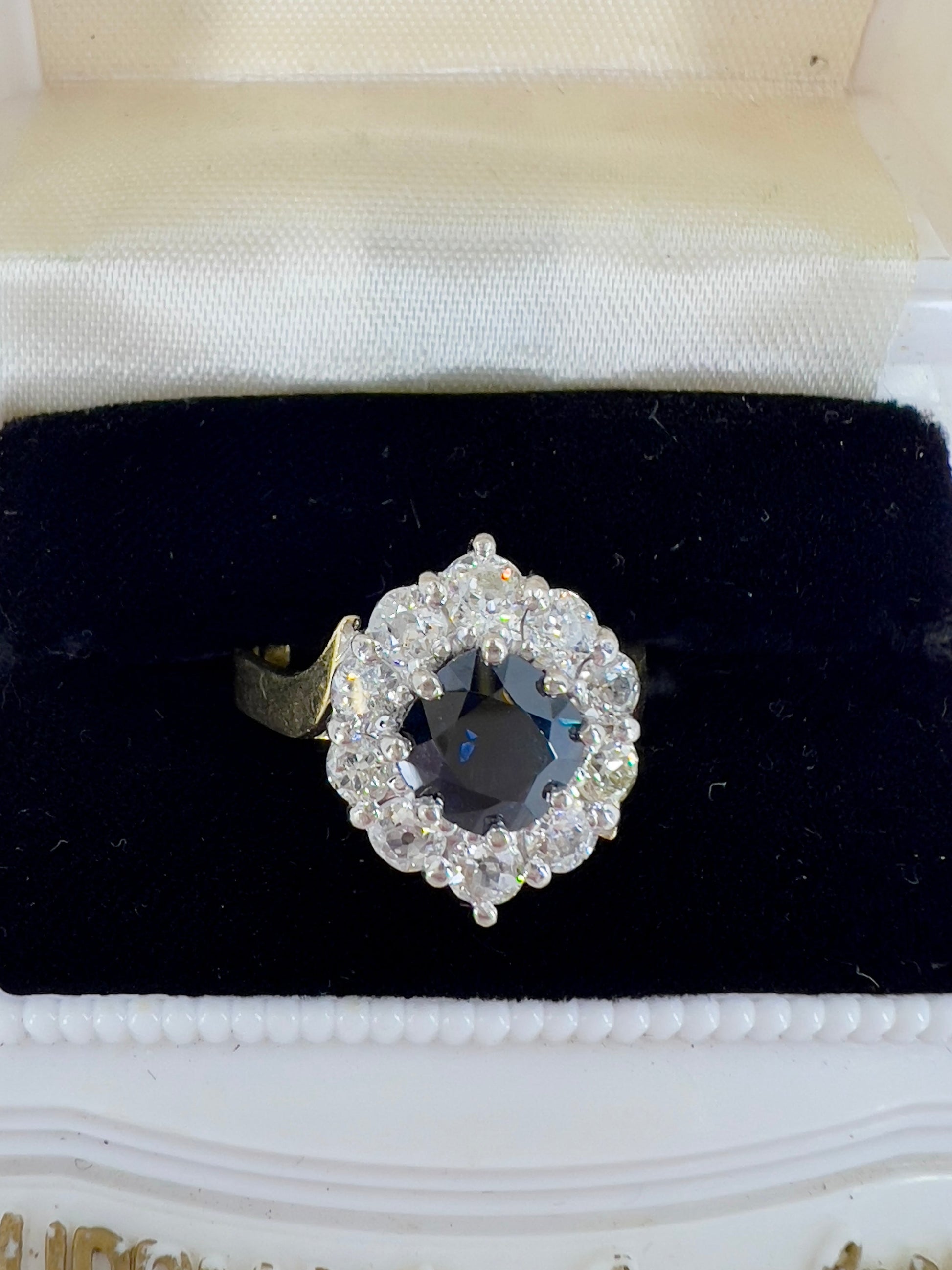 Vintage sapphire & diamond ring  in 18ct gold Hudsons Estate Jewellery