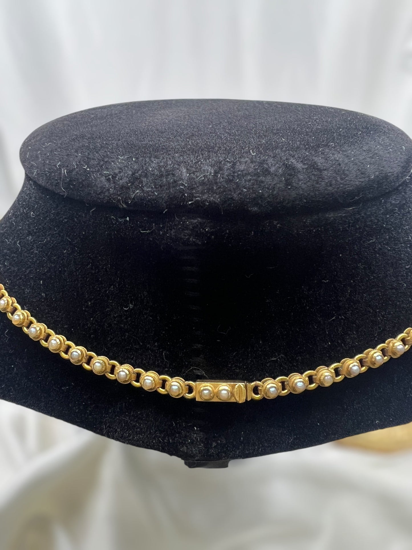 Antique seed pearl & 15ct gold necklace Hudsons Estate Jewellery