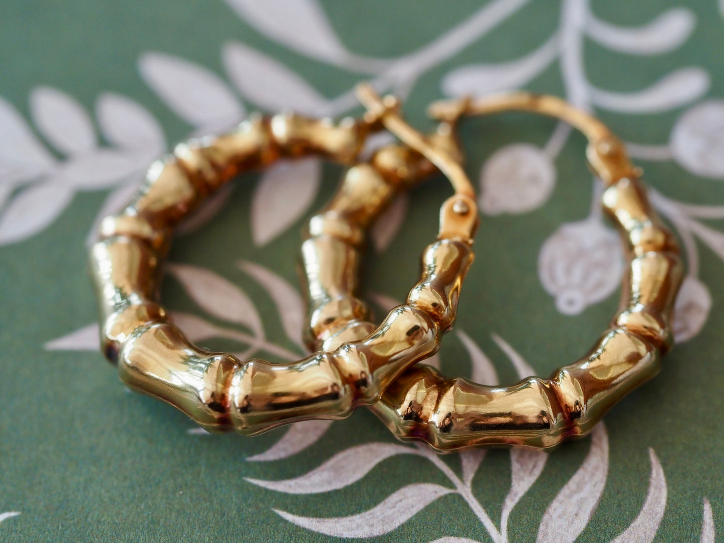 Bamboo Style Earrings in 9ct Yellow Gold Hudsons Estate Jewellery