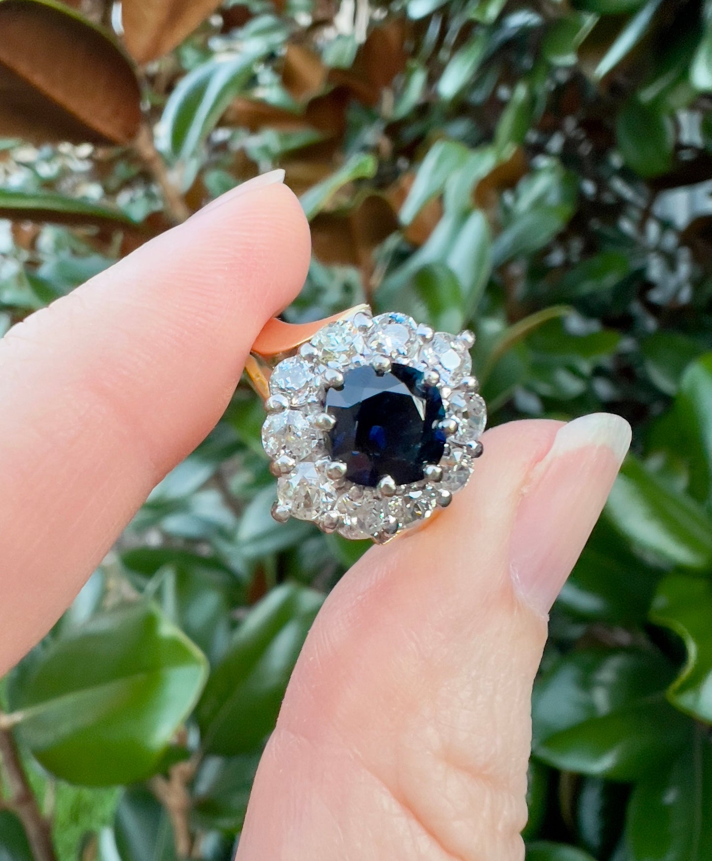 Vintage sapphire & diamond ring  in 18ct gold Hudsons Estate Jewellery