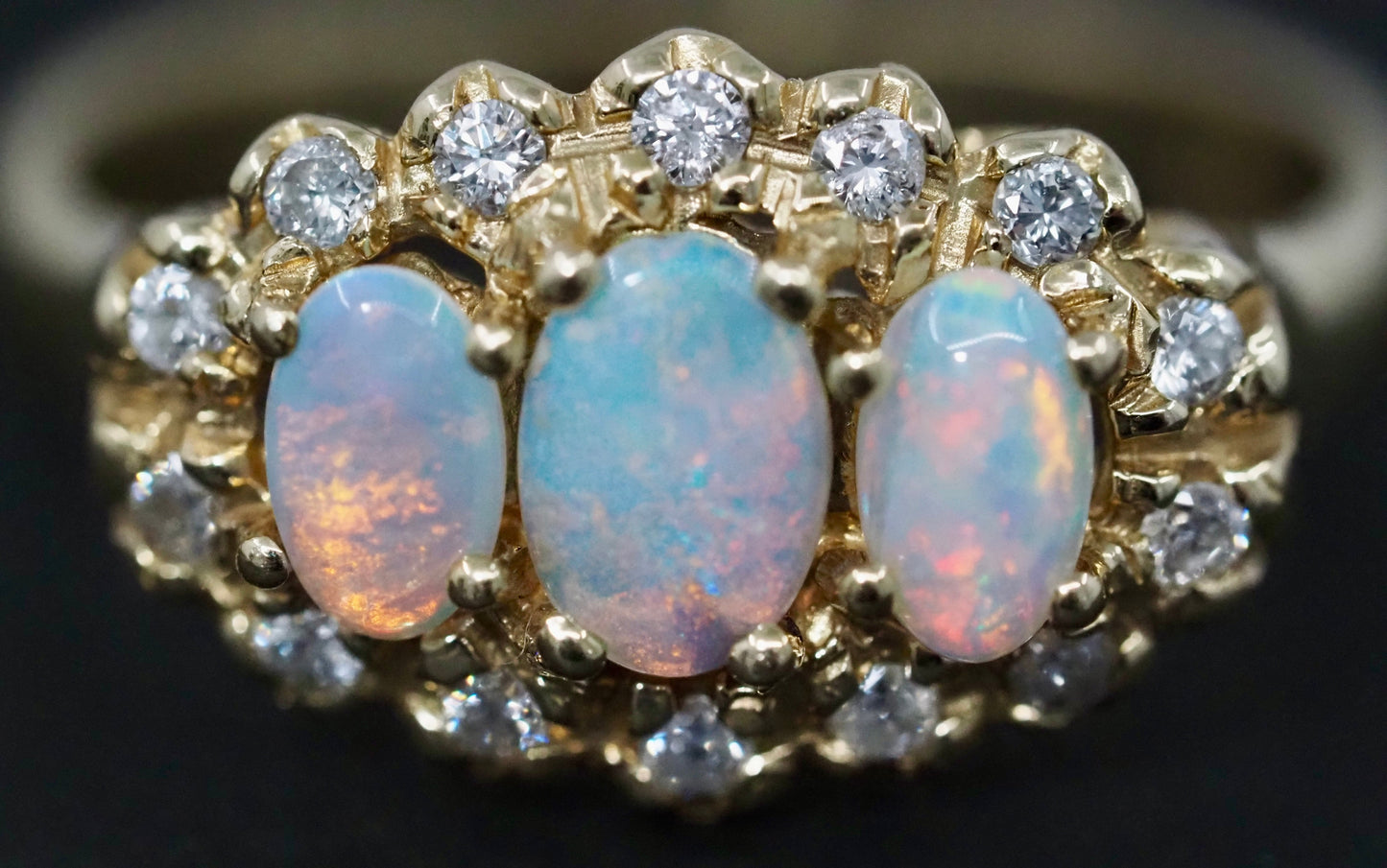 Vintage opal and diamond ring in 9ct gold Hudsons Estate Jewellery