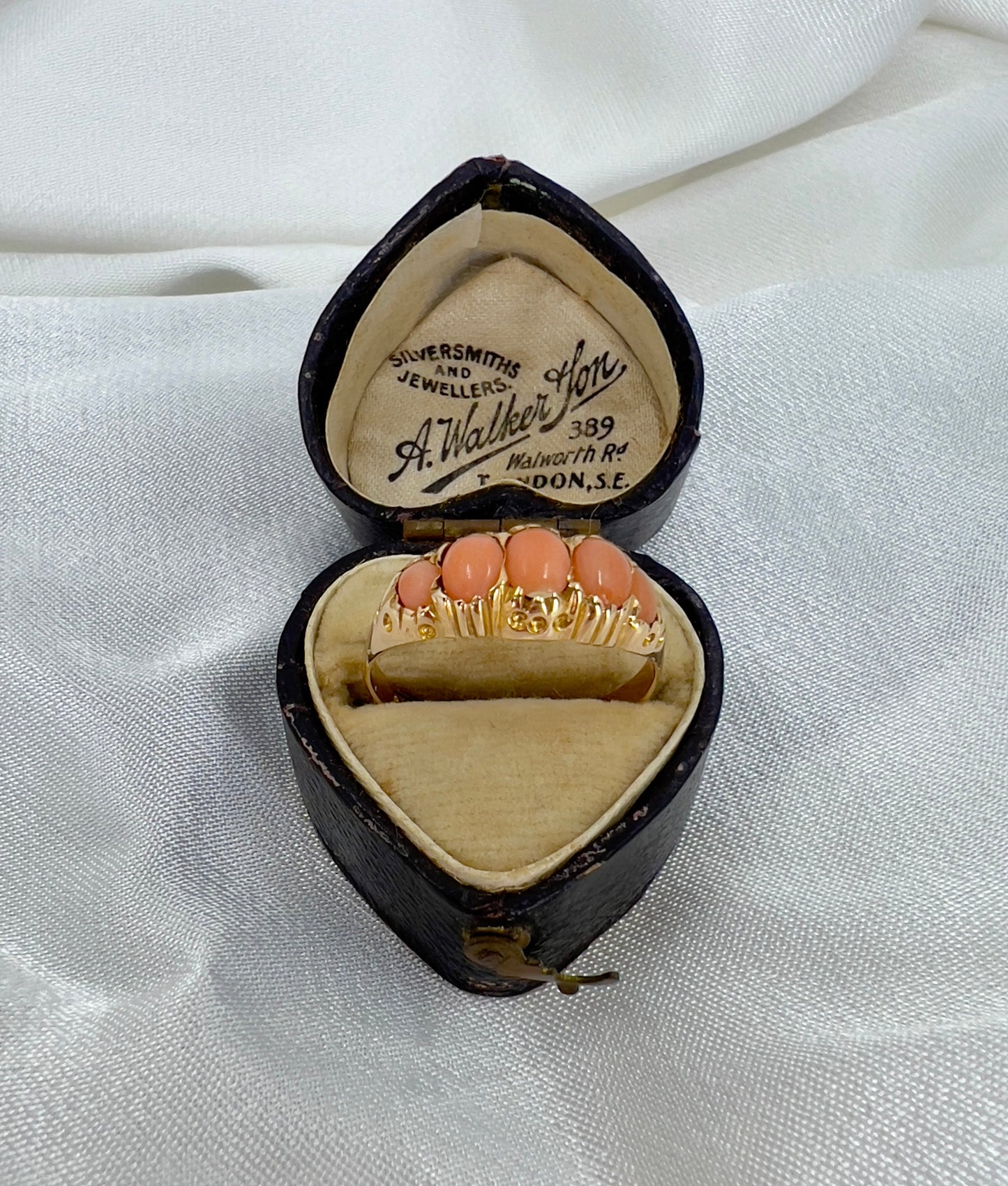 Antique coral & 15ct gold ring Hudsons Estate Jewellery