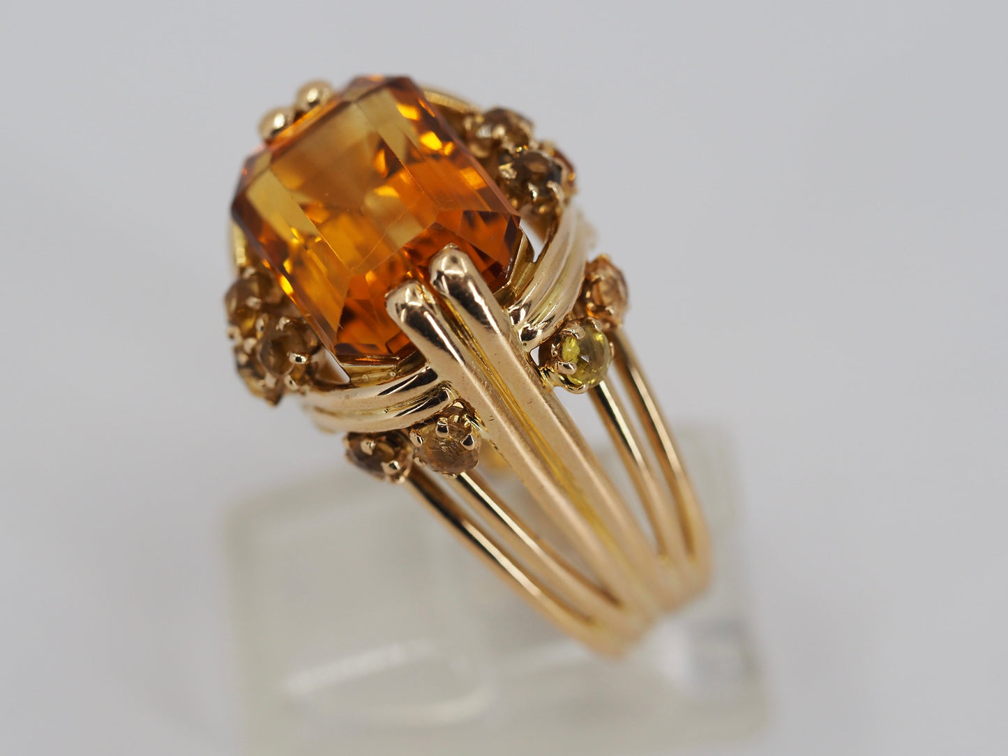 Vintage 18ct Gold Citrine Cocktail Ring Hudsons Estate Jewellery