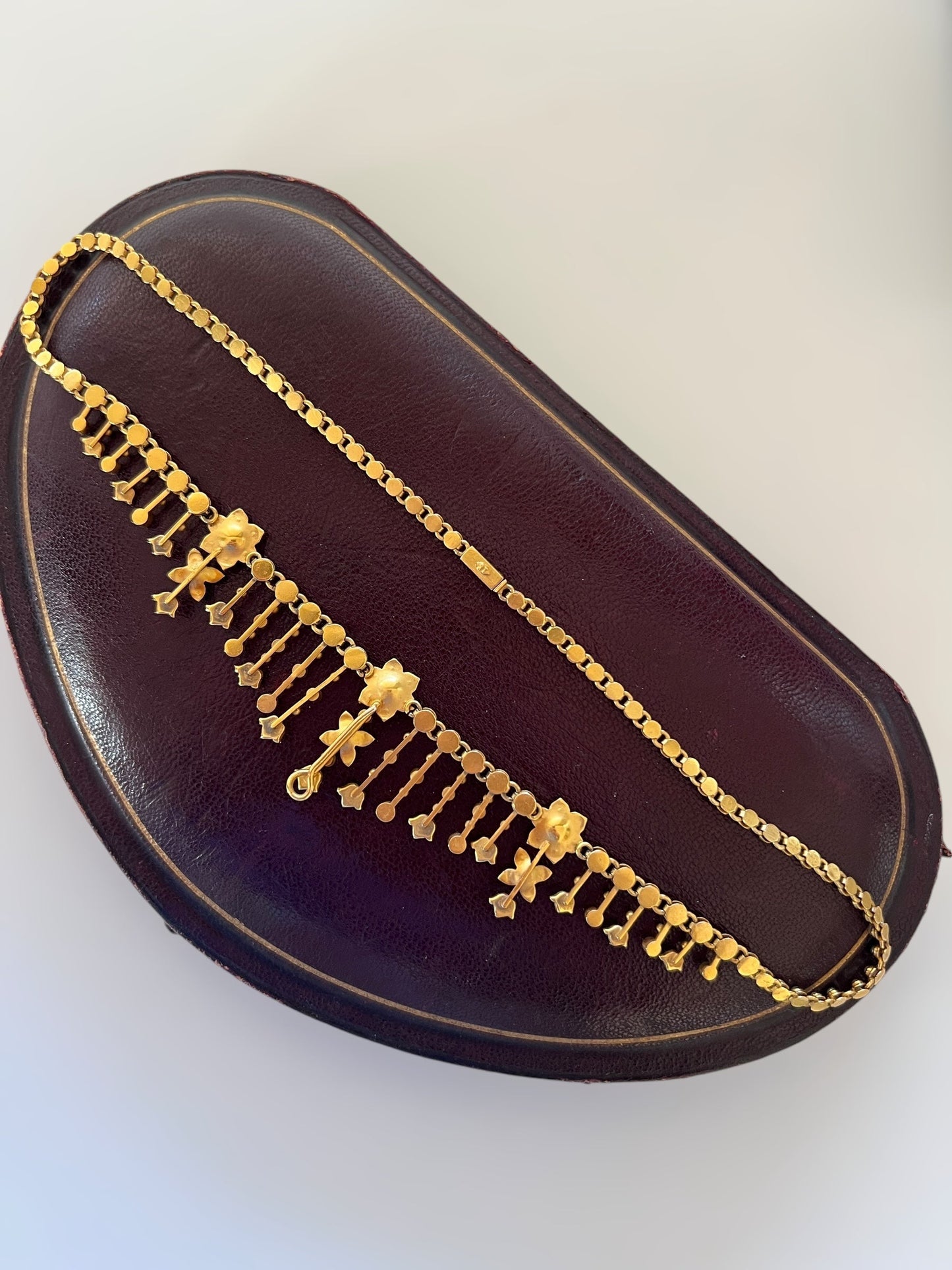 Antique seed pearl & 15ct gold necklace Hudsons Estate Jewellery