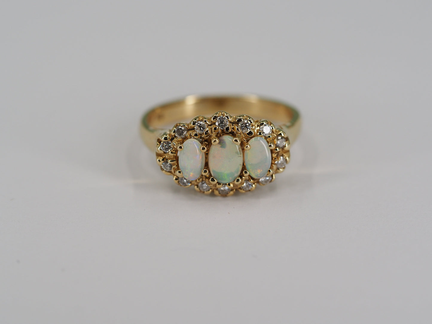 Vintage opal and diamond ring in 9ct gold Hudsons Estate Jewellery
