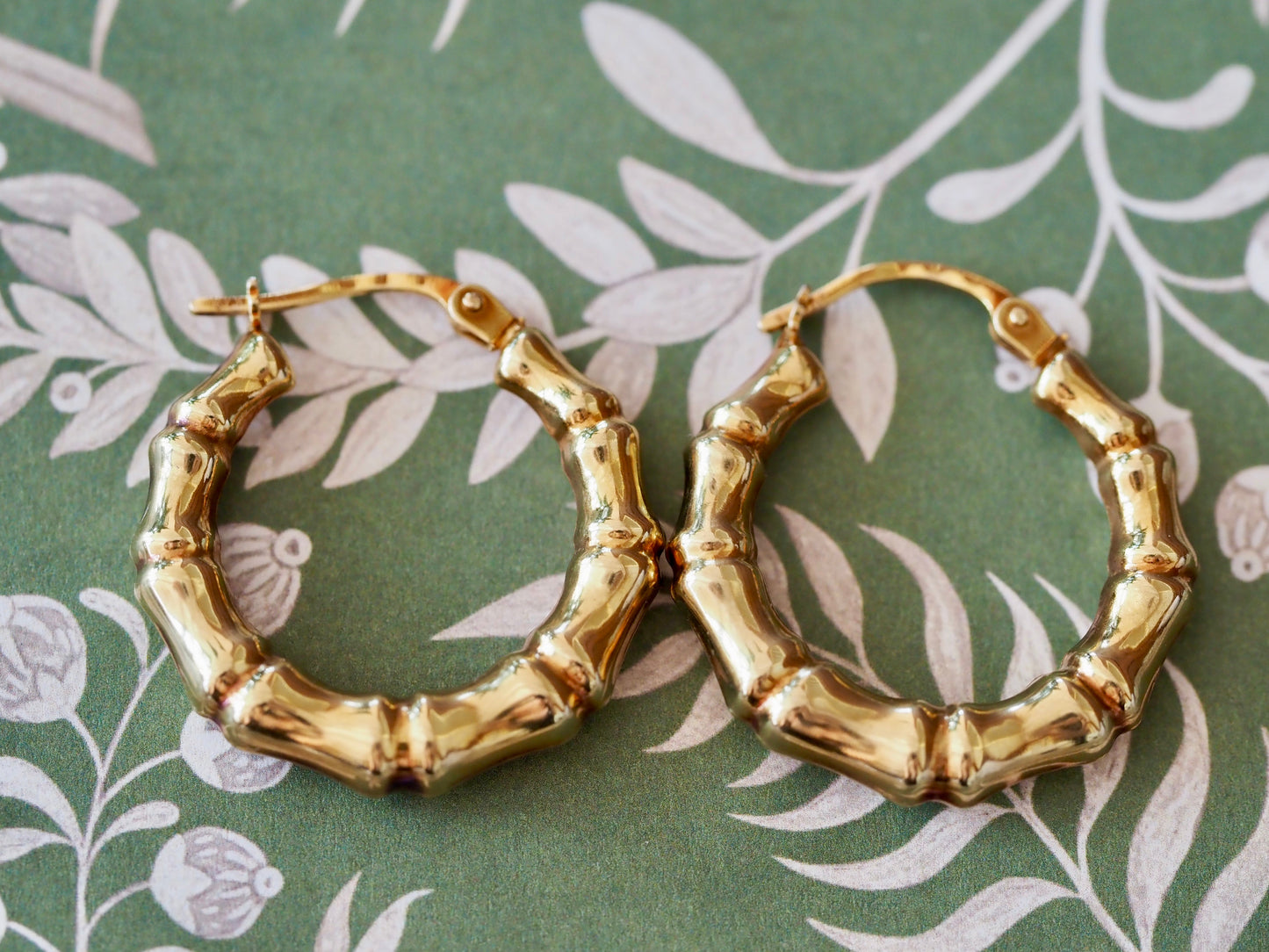 Bamboo Style Earrings in 9ct Yellow Gold Hudsons Estate Jewellery
