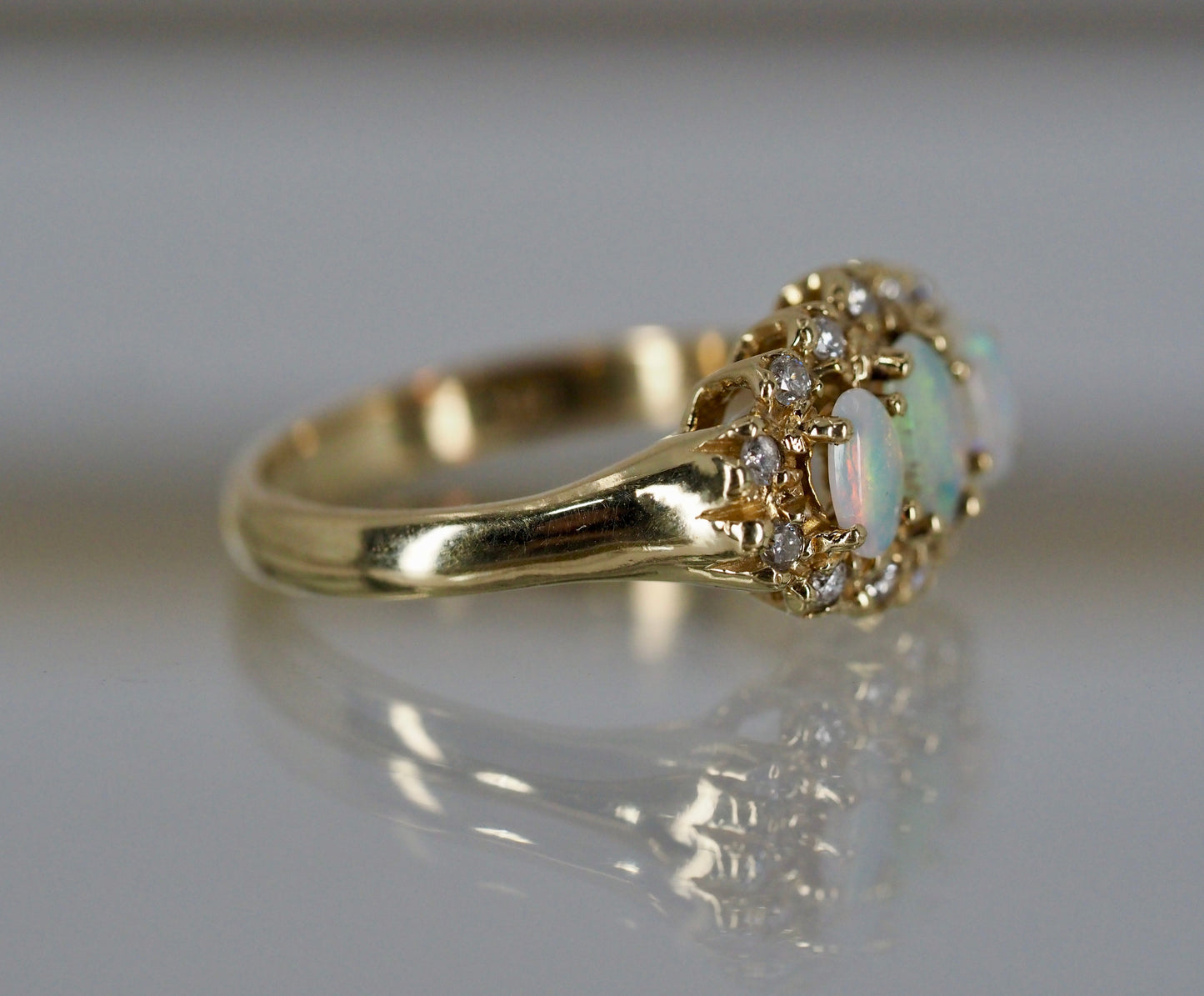 Vintage opal and diamond ring in 9ct gold Hudsons Estate Jewellery