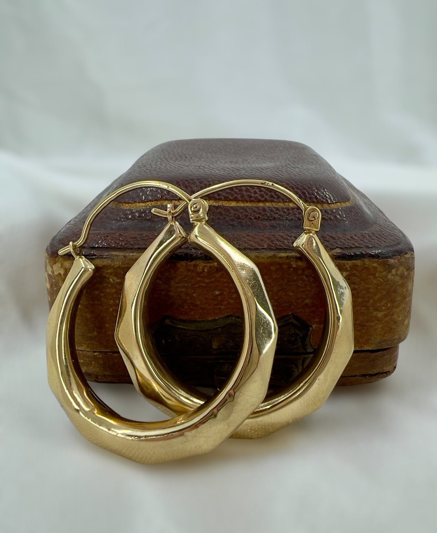 9ct gold faceted hoops earrings Hudsons Estate Jewellery