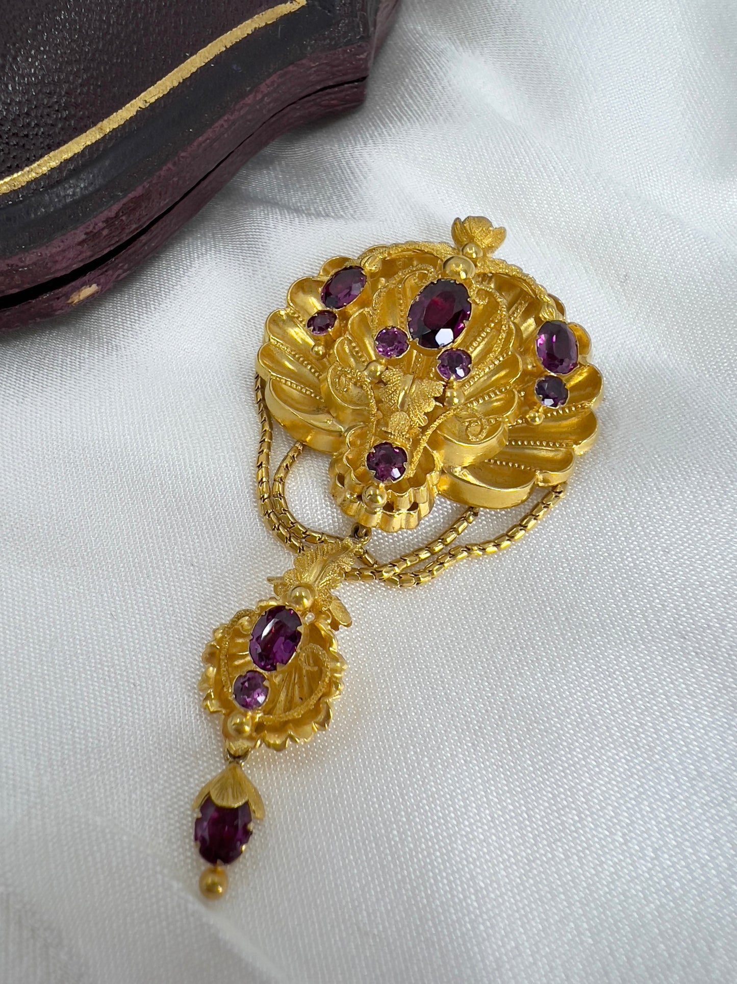 Antique demi-parure brooch and earrings Hudsons Estate Jewellery